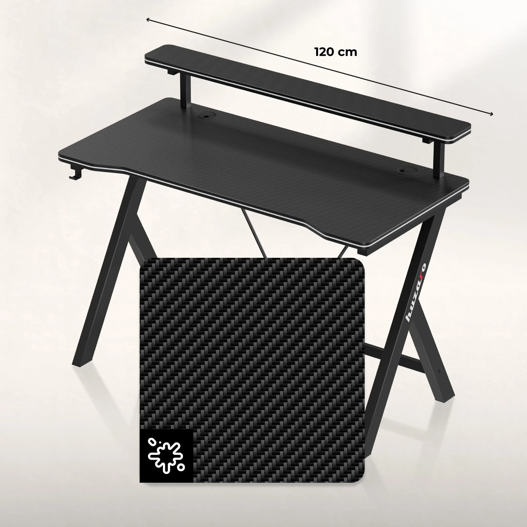 Biurko gamingowe 120 cm Huzaro Hero 1.9 Black OUTLET - Image 13