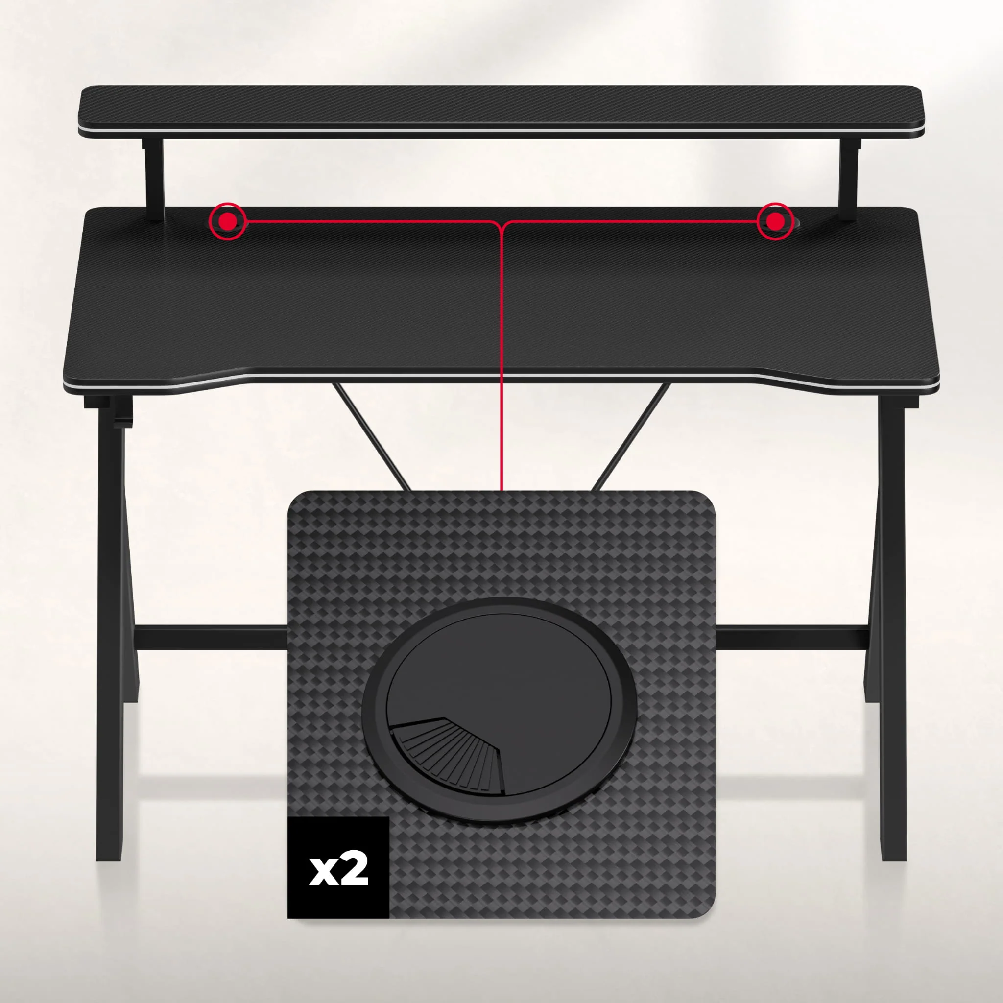 Biurko gamingowe 120 cm Huzaro Hero 1.9 Black OUTLET - Image 3