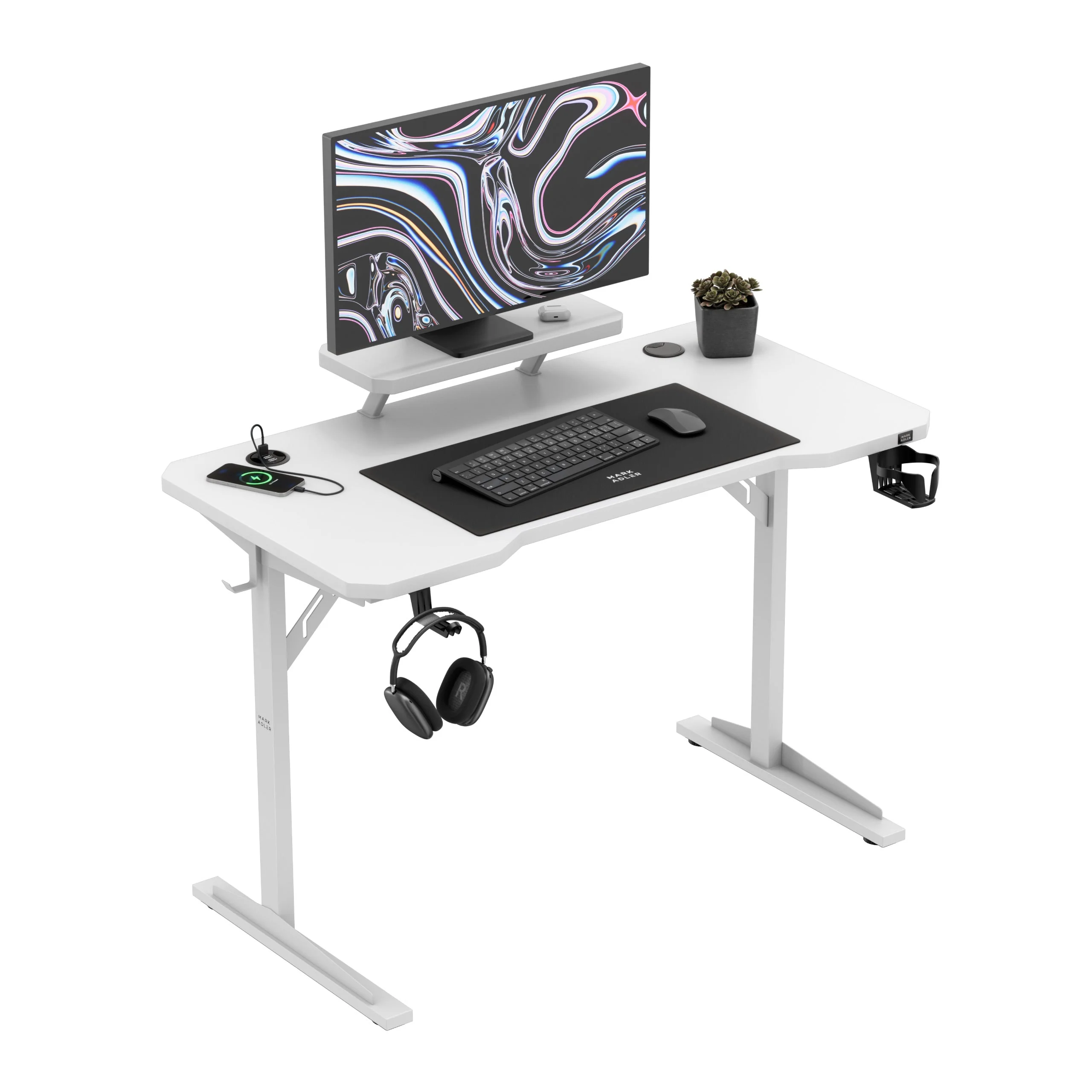 Biurko komputerowe z półką Mark Adler Leader 5.1 White 115 cm OUTLET