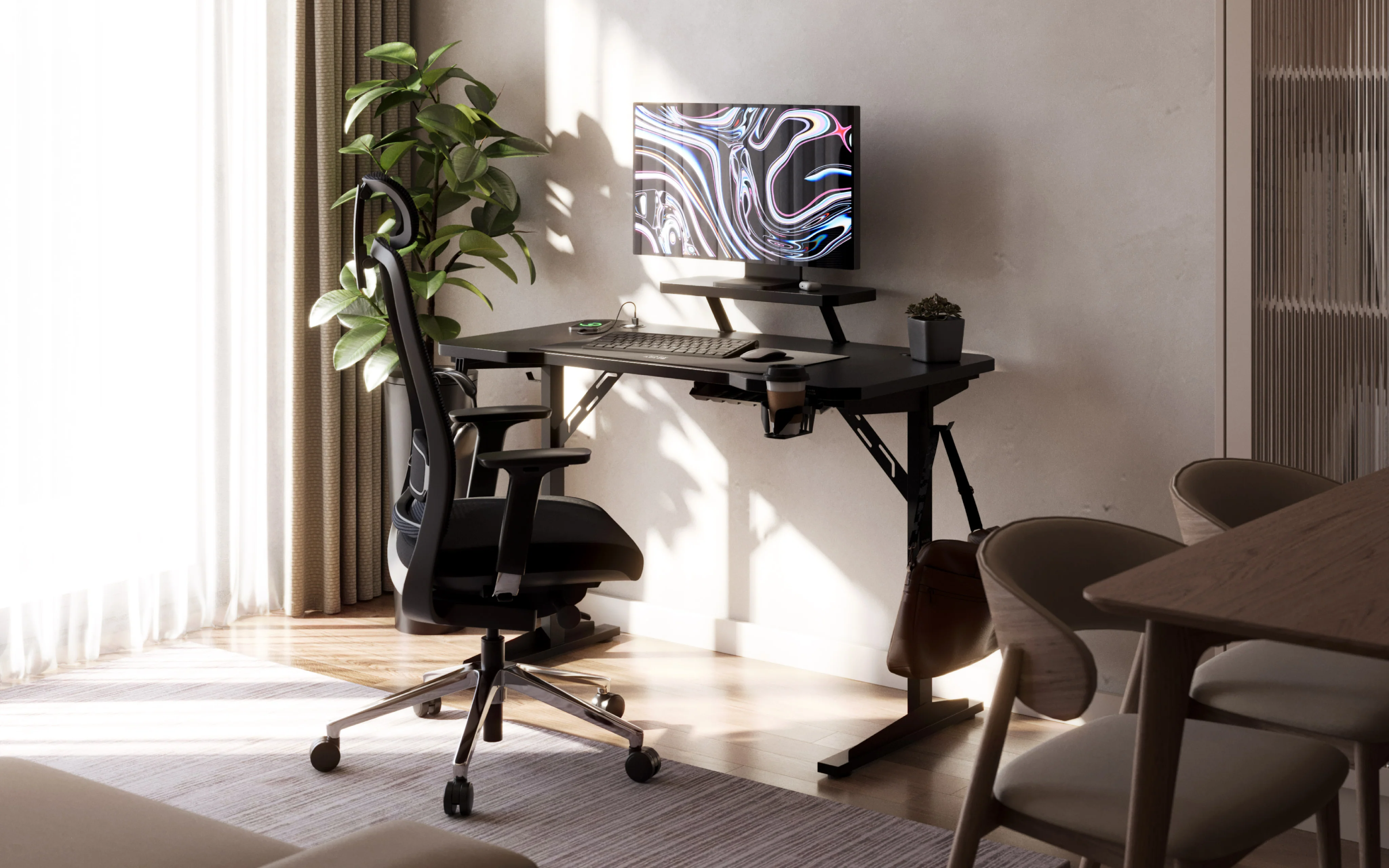Computerschreibtisch mit Regal Mark Adler Leader 5.1 Black 115 cm - Image 9