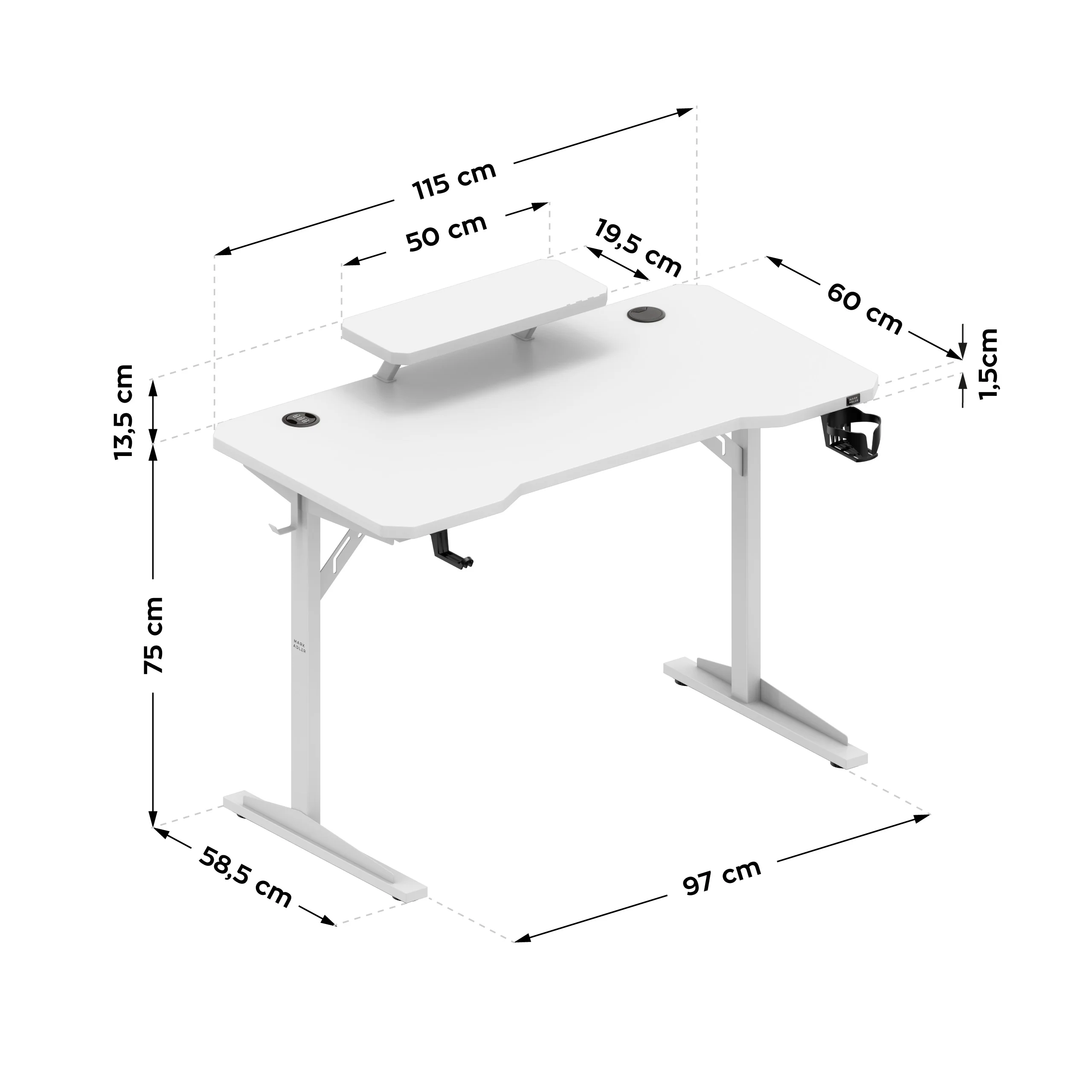 Computerschreibtisch mit Regal Mark Adler Leader 5.1 White 115 cm - Image 13