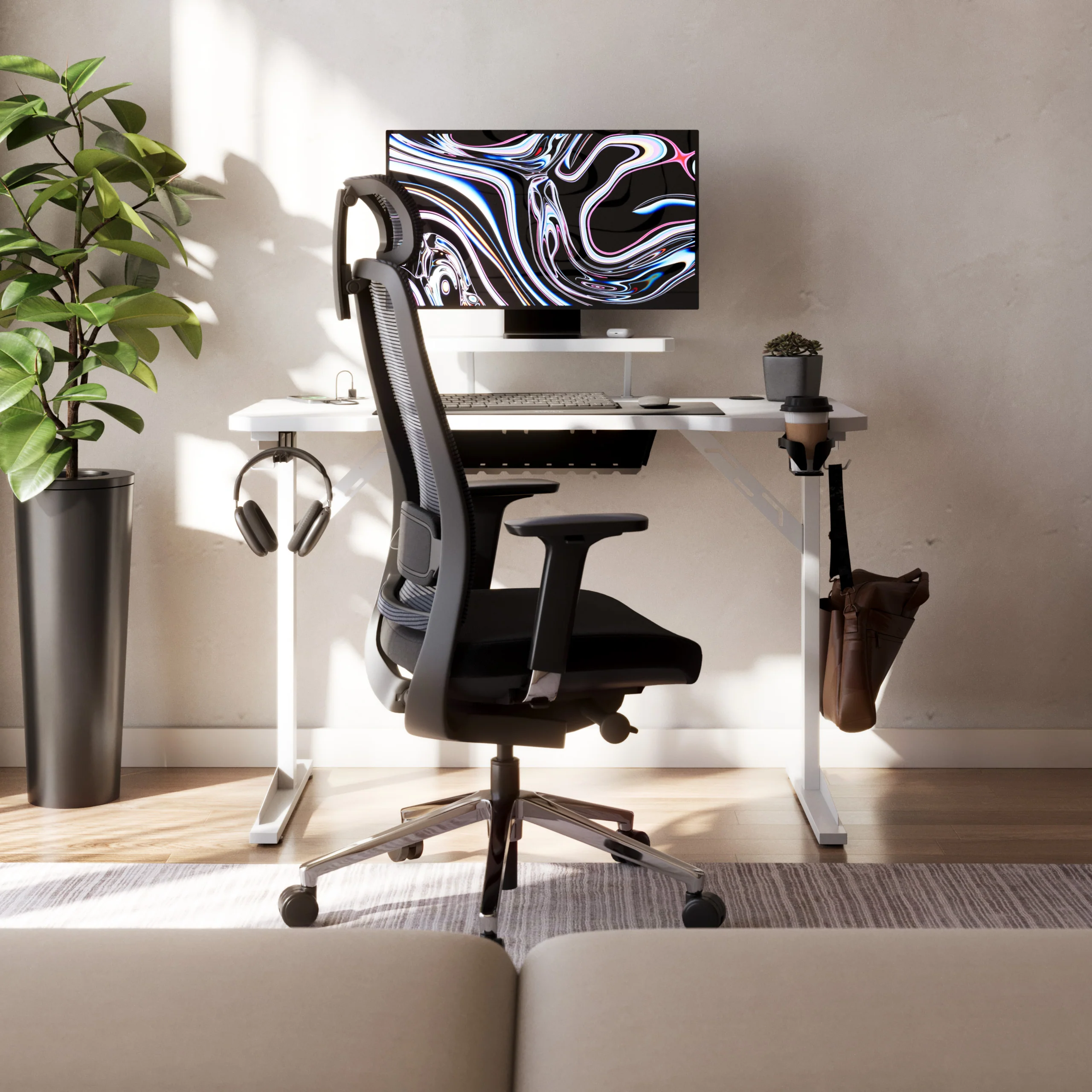 Computerschreibtisch mit Regal Mark Adler Leader 5.1 White 115 cm - Image 6