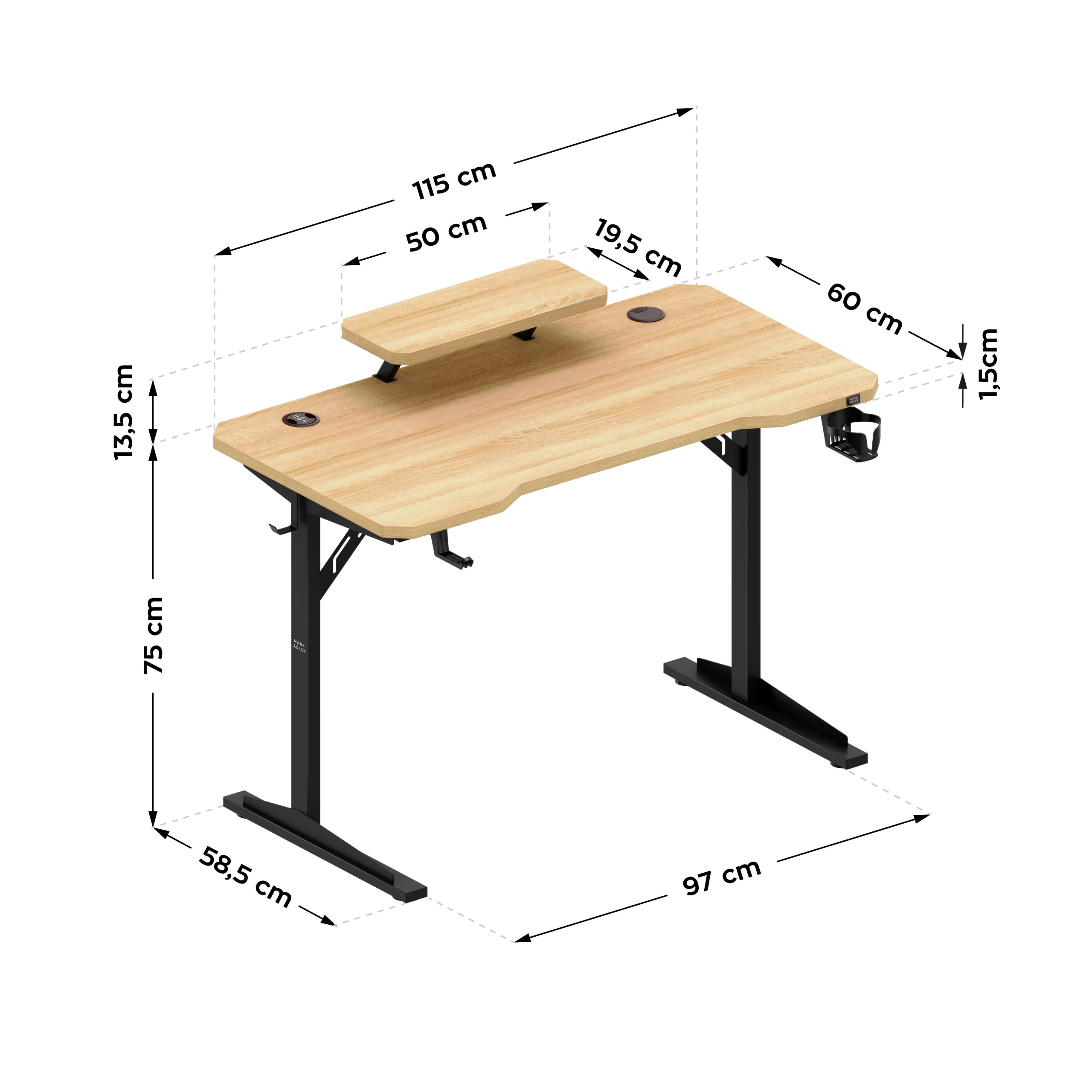 Computertisch mit Regal Mark Adler Leader 5.1 Oak 115 cm - Image 15
