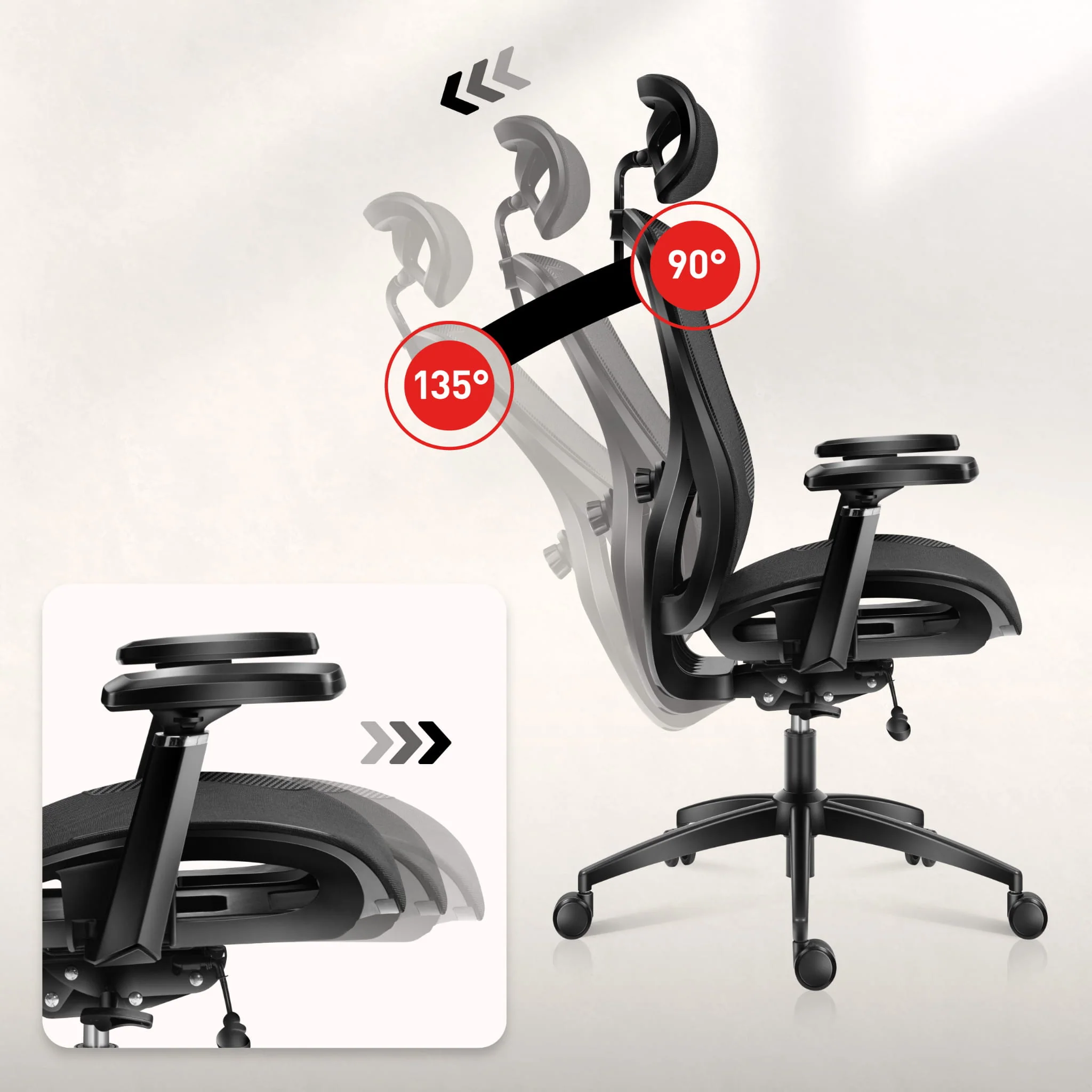 Bürostuhl Combat 7.3 Black Mesh - Image 3