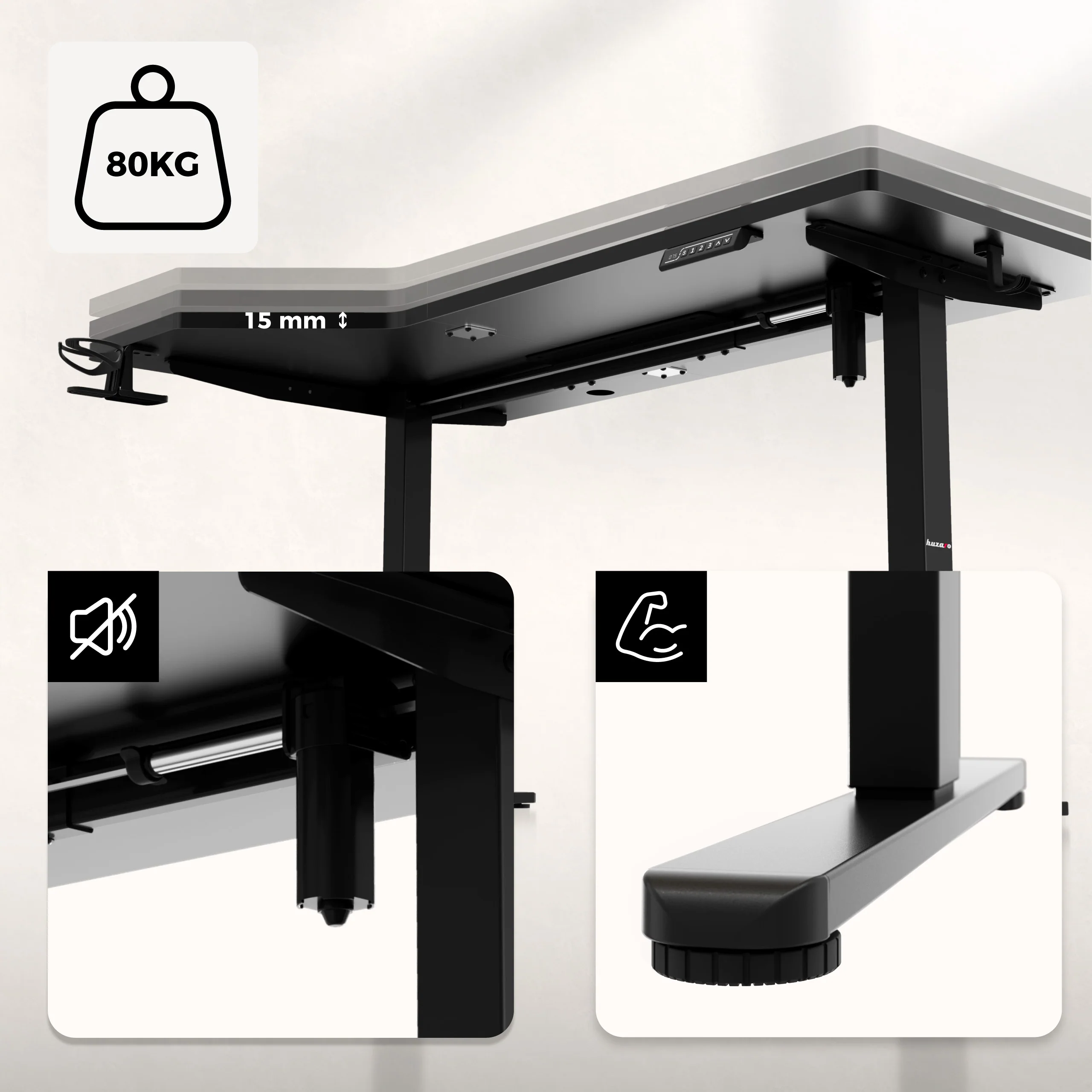 Huzaro Hero 9.1 elektrischer Eckschreibtisch schwarz - Image 4
