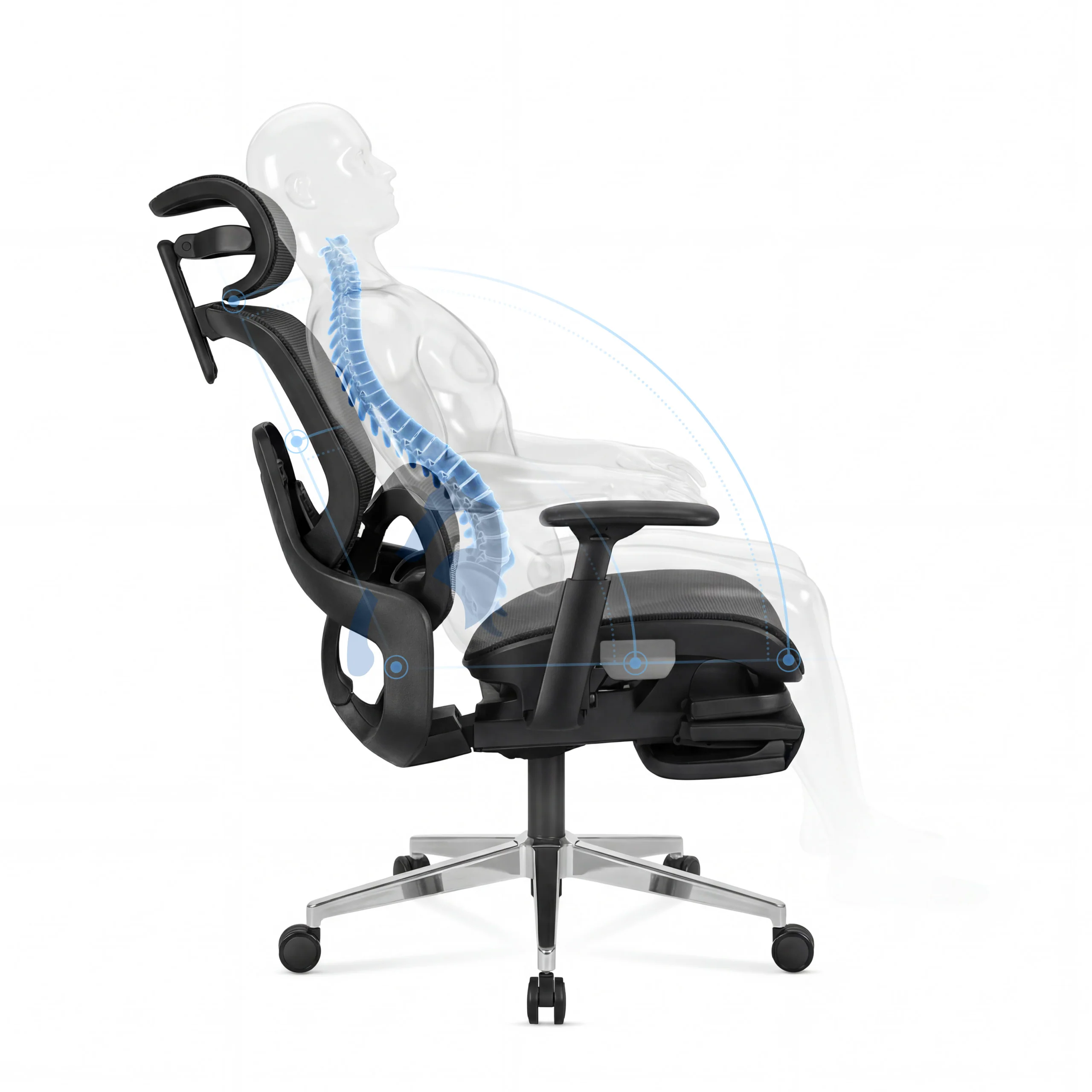 Ergonomischer Bürostuhl mit Fußstütze Mark Adler Expert 9.3 Schwarz - Image 25