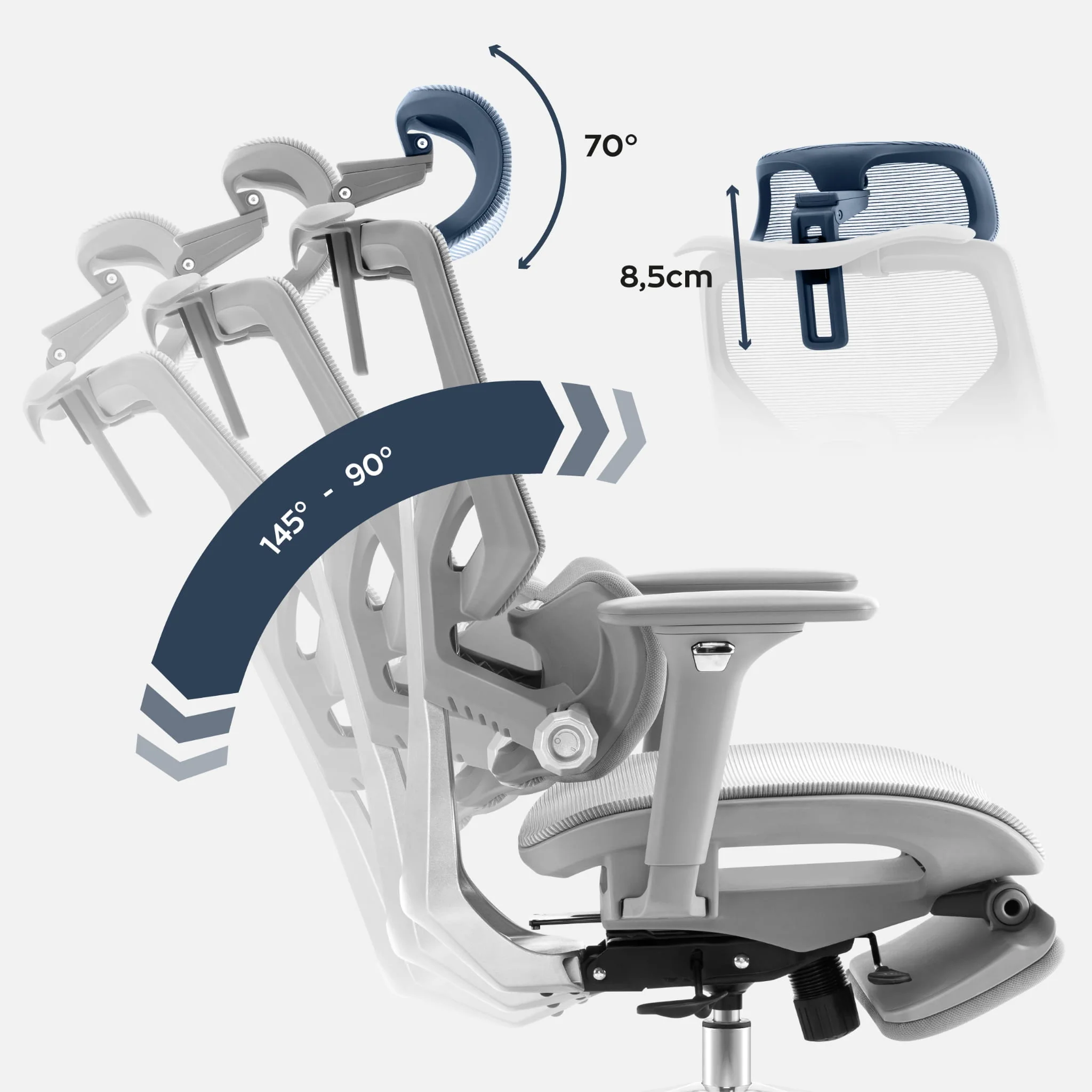 Ergonomischer Stuhl Mark Adler Expert 8.7 Grau Mesh - Image 3
