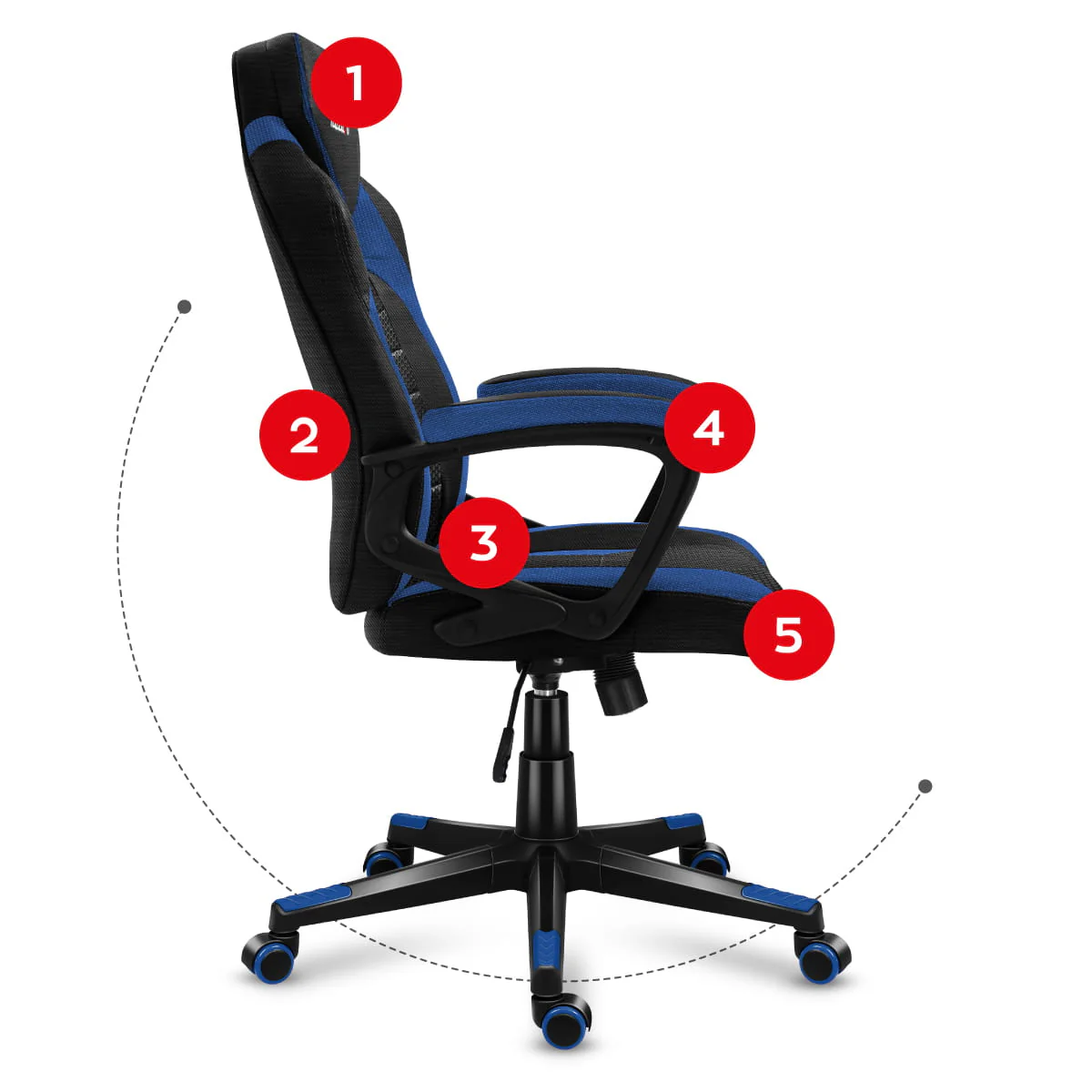 Fotel Gamingowy HUZARO FORCE 2.5 Blue Mesh OUTLET - Image 9
