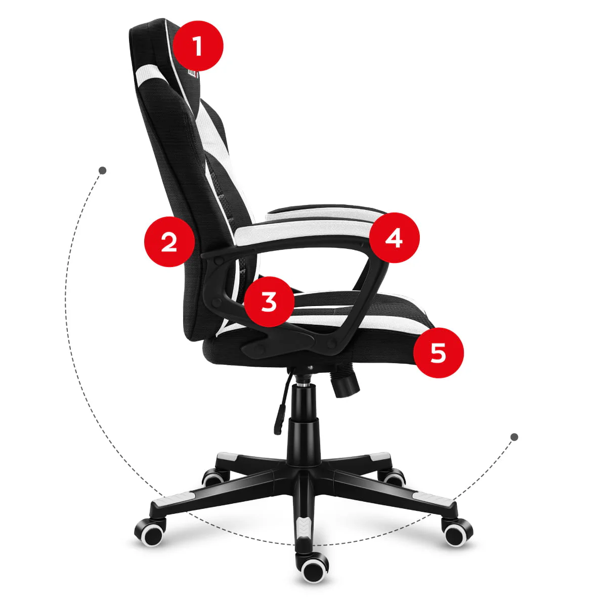 Fotel Gamingowy Huzaro Force 2.5 White Mesh OUTLET - Image 10