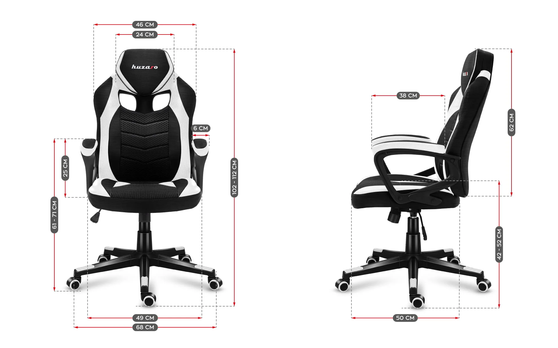 Fotel Gamingowy Huzaro Force 2.5 White Mesh OUTLET - Image 7