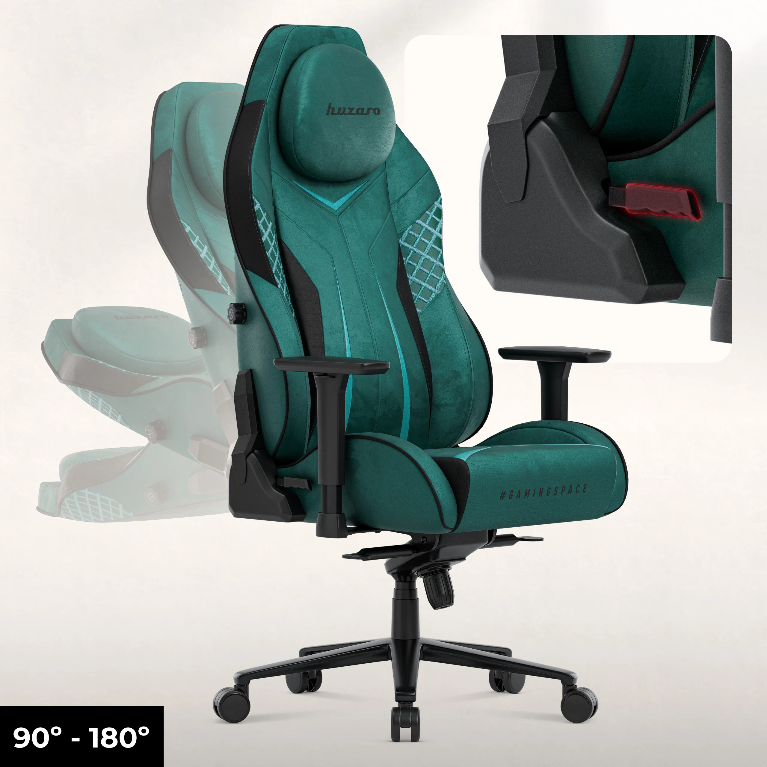 Fotel gamingowy zamszowy Huzaro Force 8.3 Green - Image 4