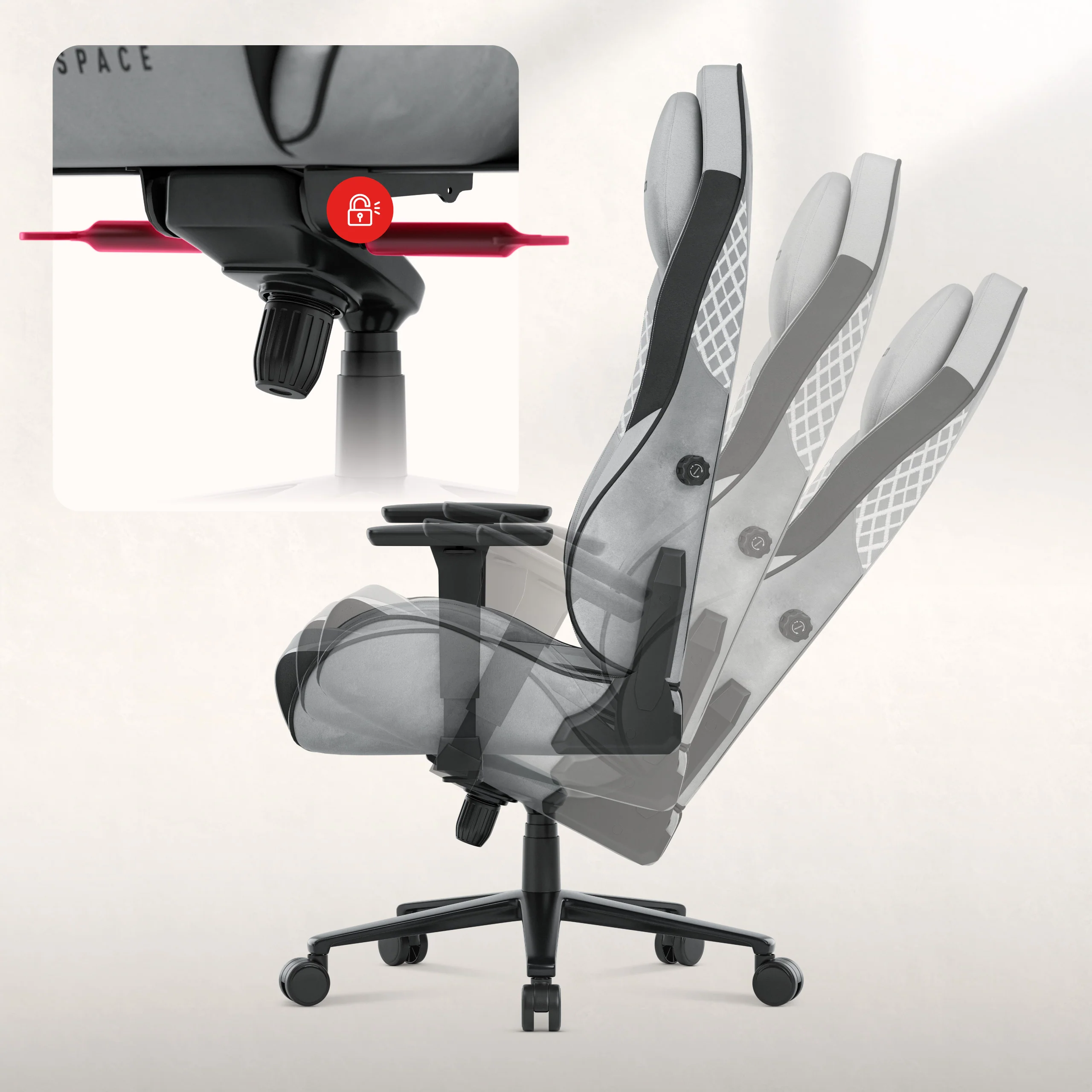 Fotel gamingowy zamszowy Huzaro Force 8.3 Grey - Image 4