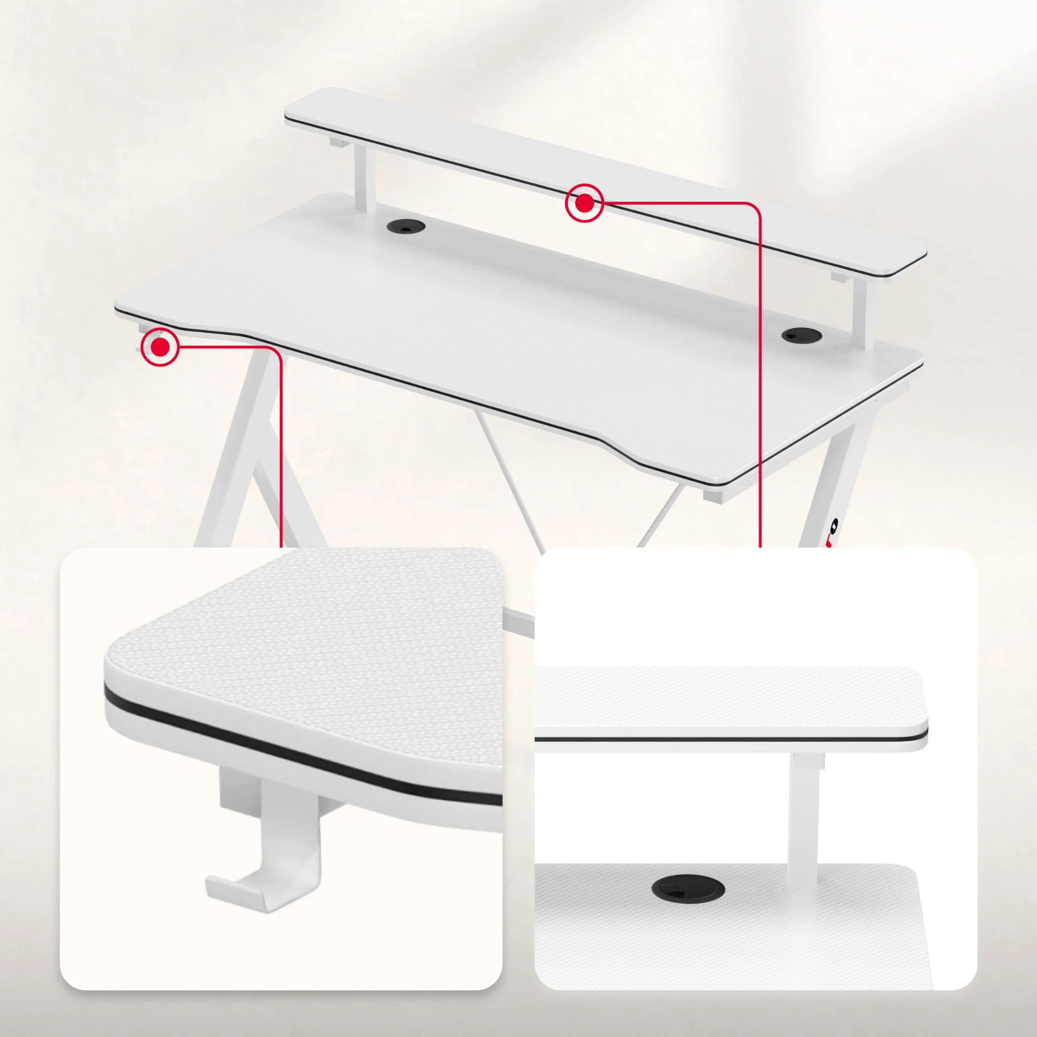 Gaming-Schreibtisch 120 cm Huzaro Hero 1.9 Weiß - Image 3