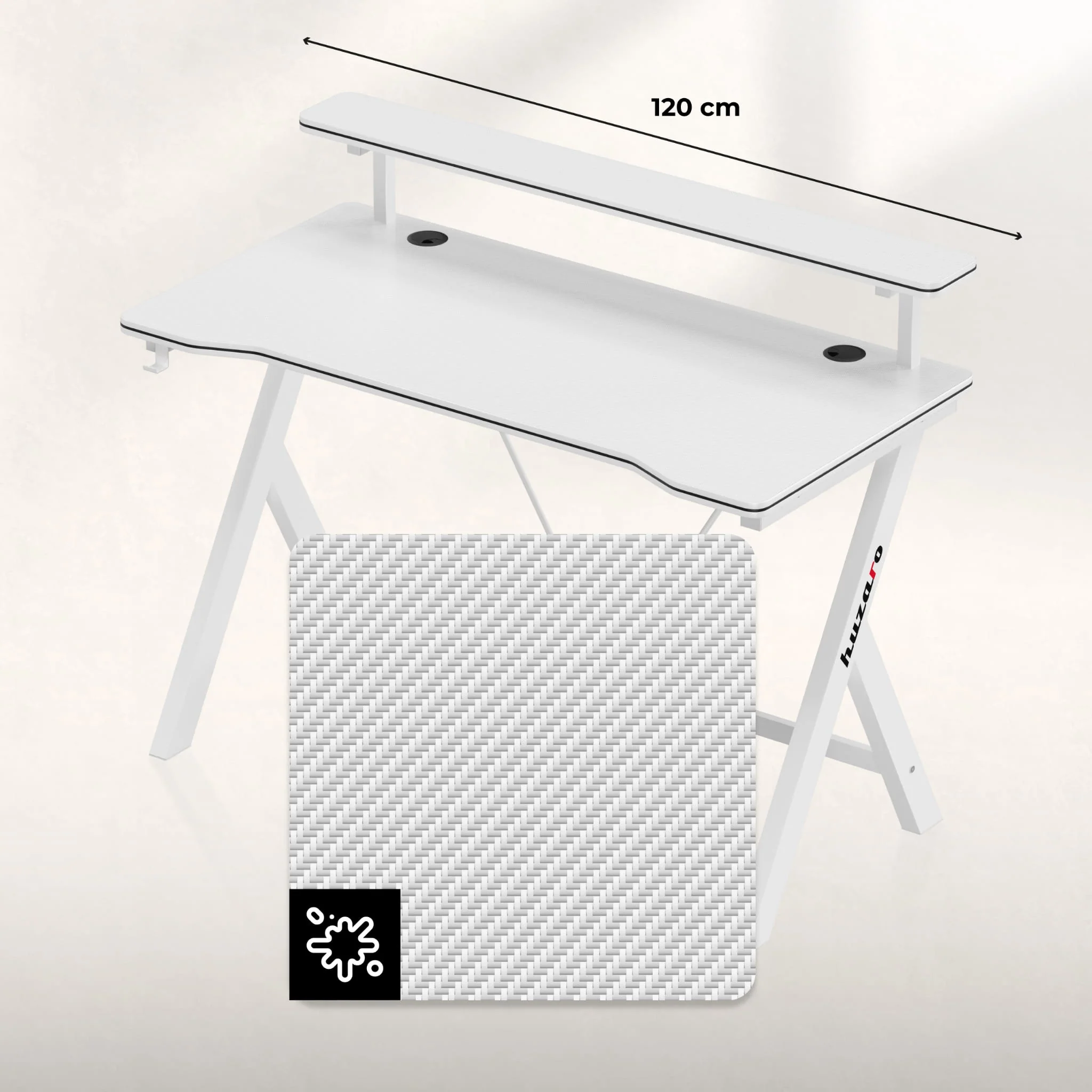 Gaming-Schreibtisch 120 cm Huzaro Hero 1.9 Weiß - Image 6