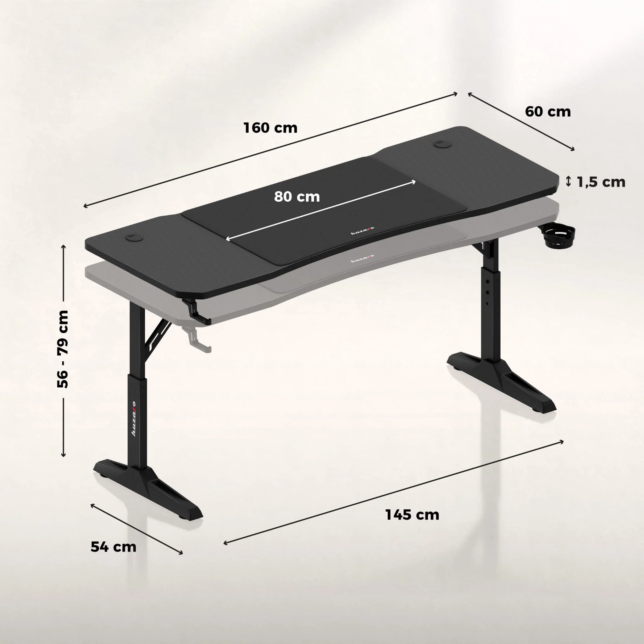 Gaming-Schreibtisch Huzaro Hero 4.6 Schwarz 160 cm - Image 15