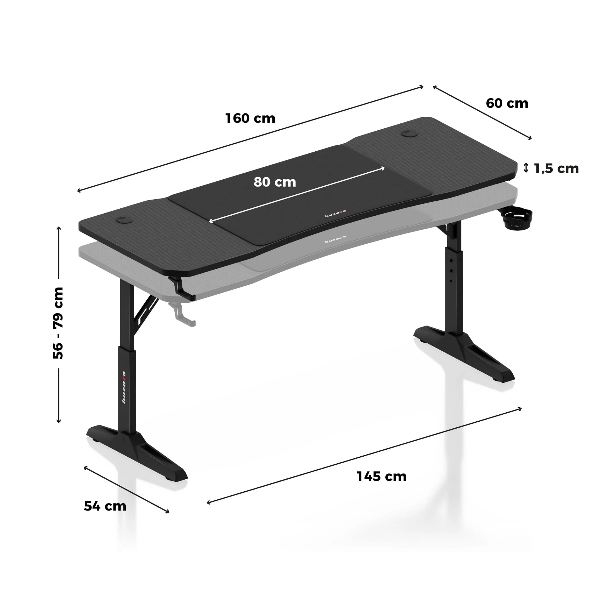 Gaming-Schreibtisch Huzaro Hero 4.6 Schwarz 160 cm - Image 16