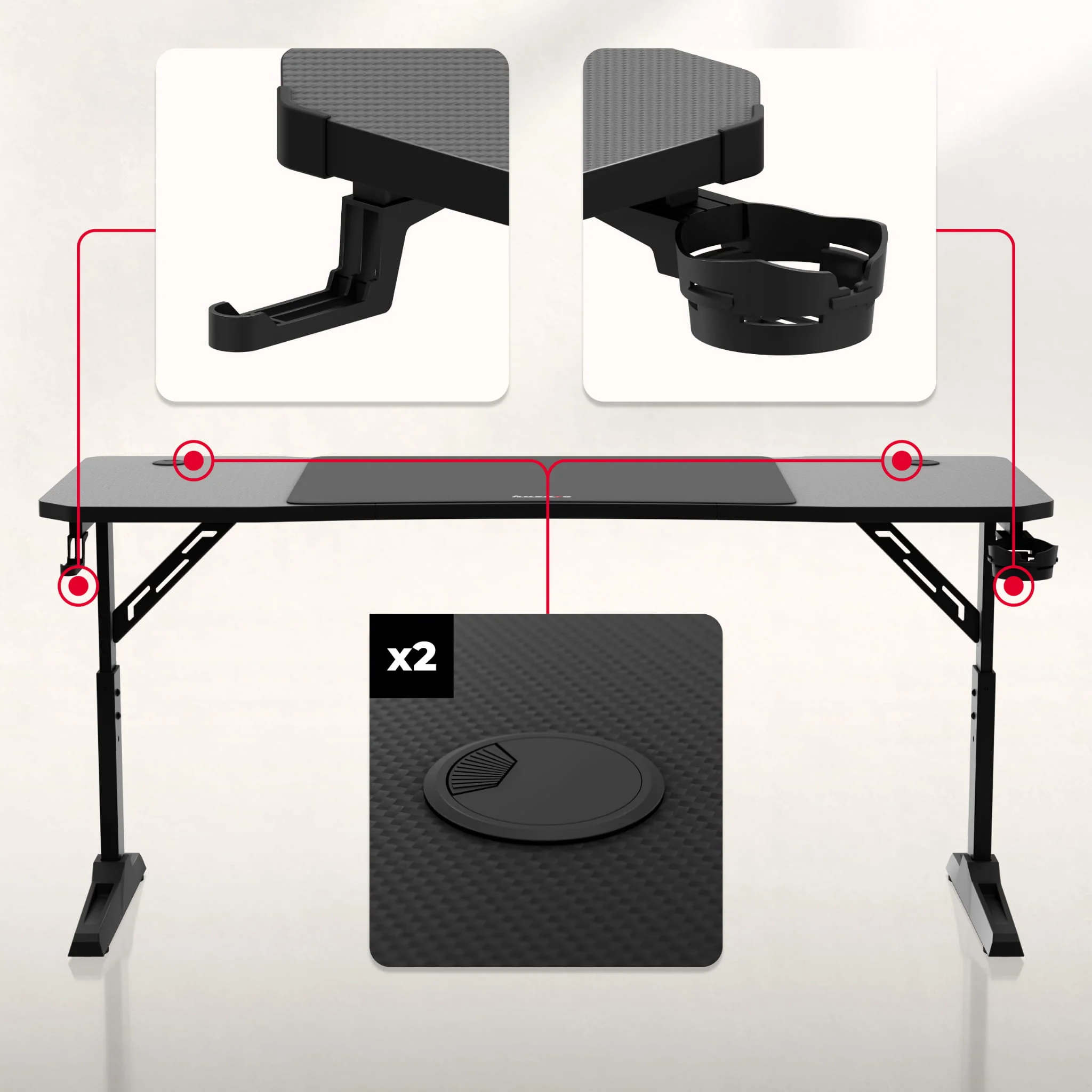 Gaming-Schreibtisch Huzaro Hero 4.6 Schwarz 160 cm - Image 3