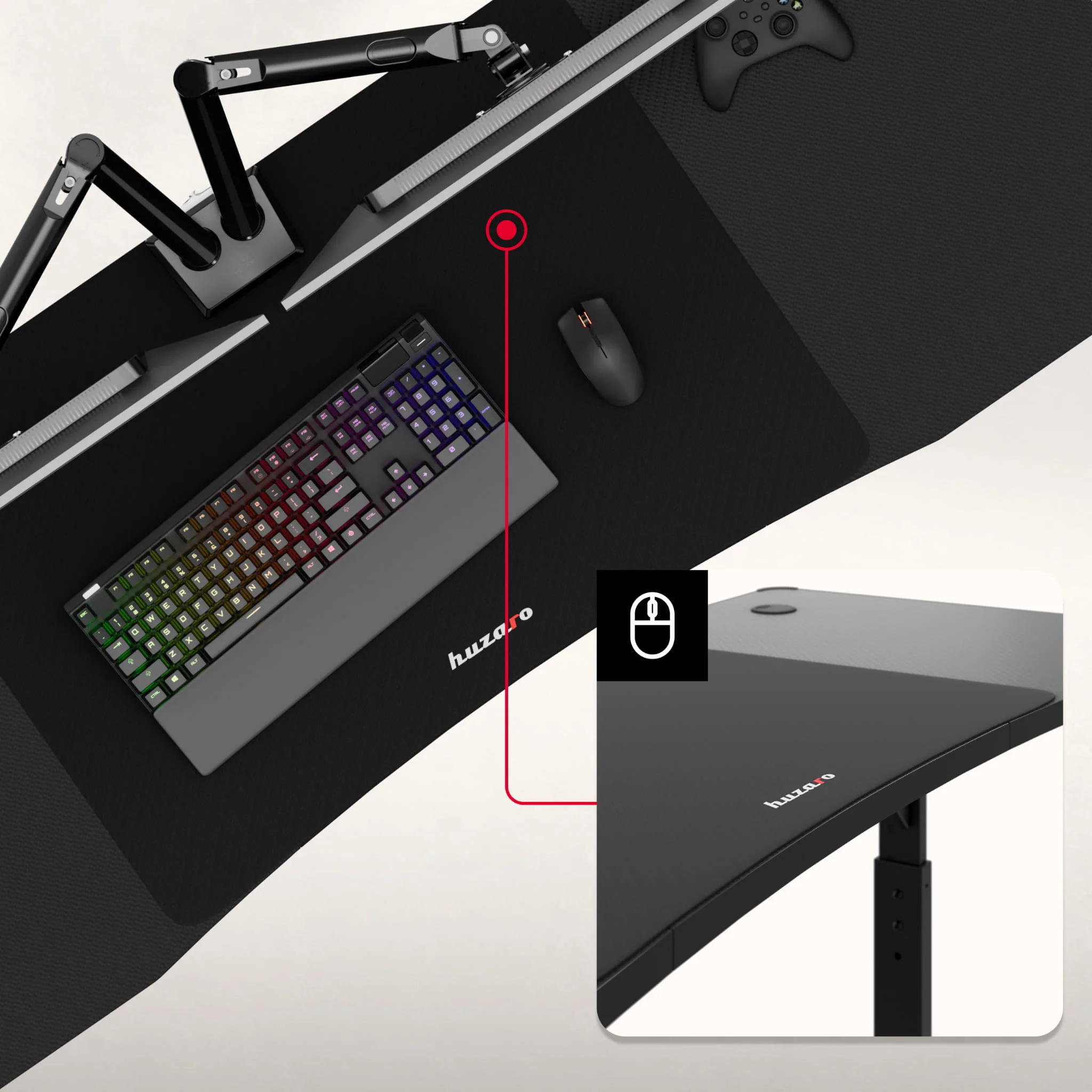 Gaming-Schreibtisch Huzaro Hero 4.6 Schwarz 160 cm - Image 6