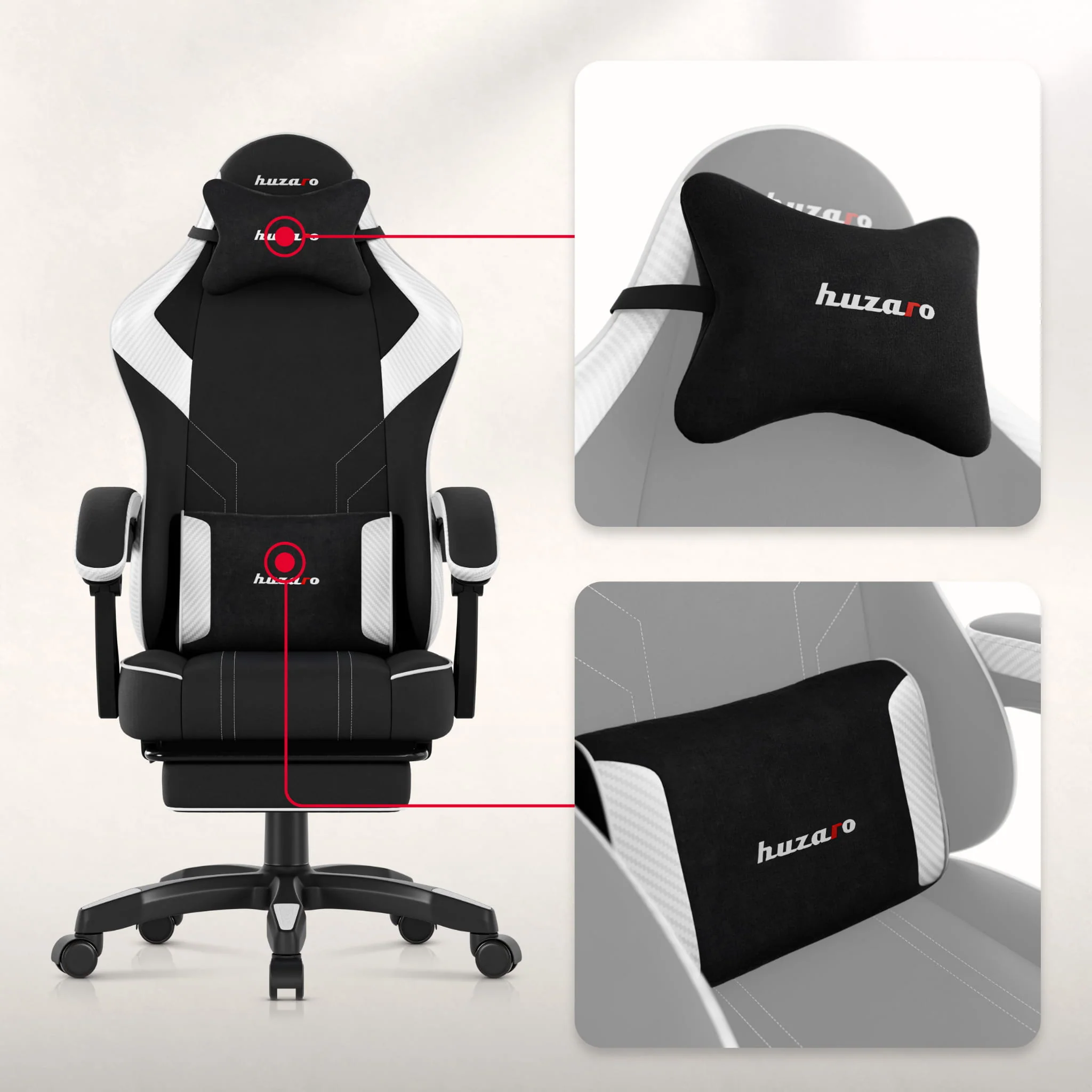 Huzaro Force 3.7 Weißer Carbon-Gaming-Stuhl - Image 10