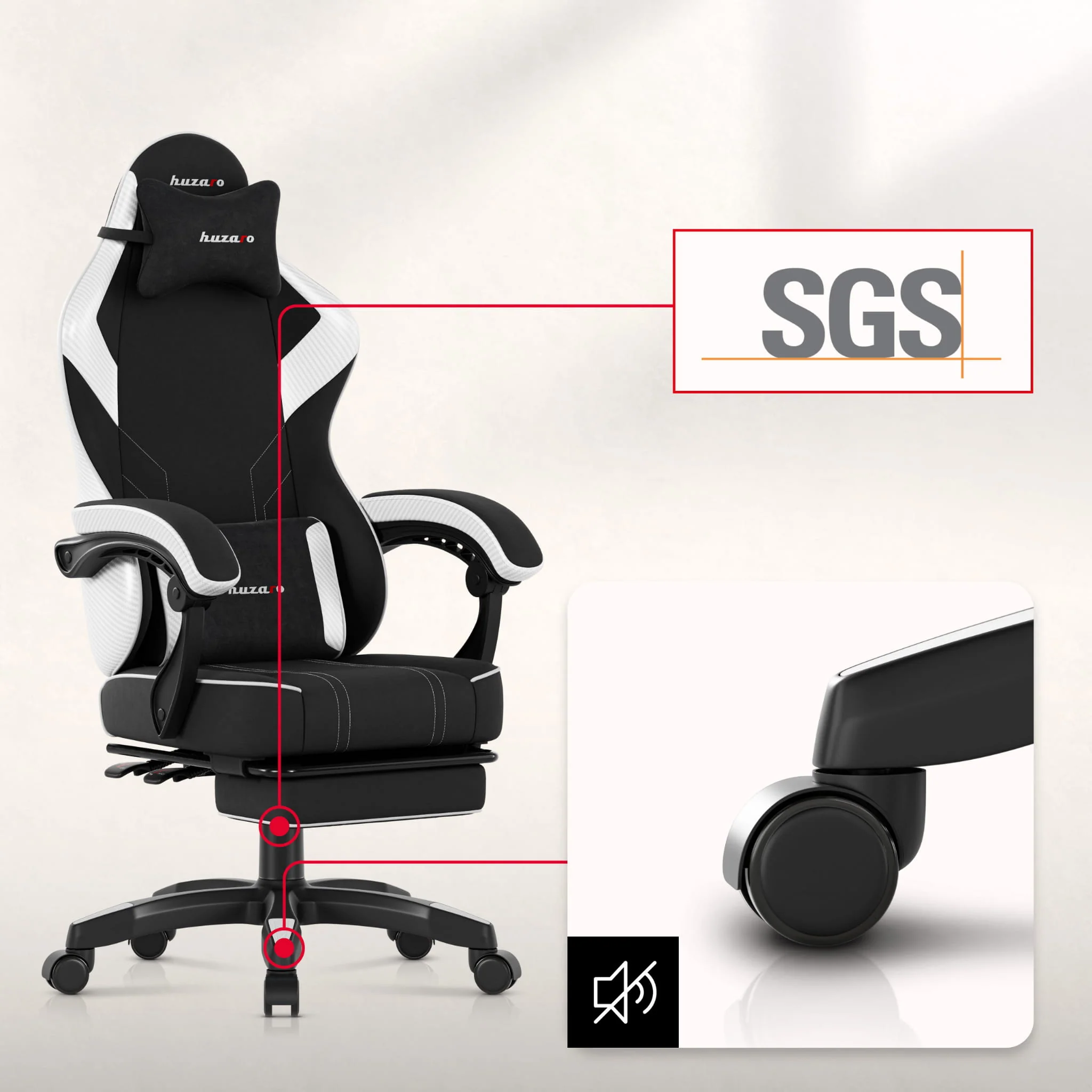 Huzaro Force 3.7 Weißer Carbon-Gaming-Stuhl - Image 11