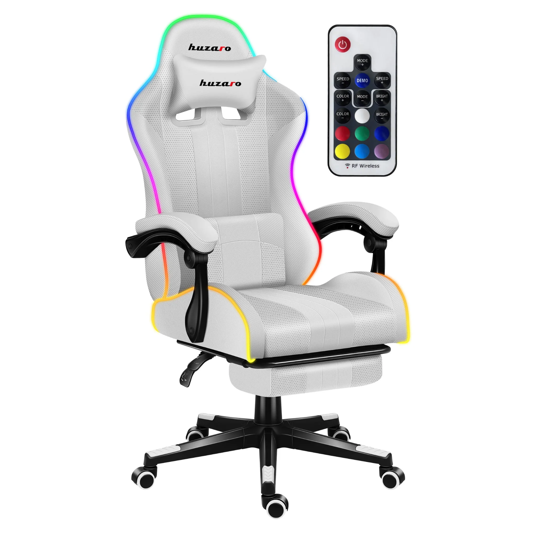 HUZARO Force 4.7 Weißer RGB-Gaming-Stuhl