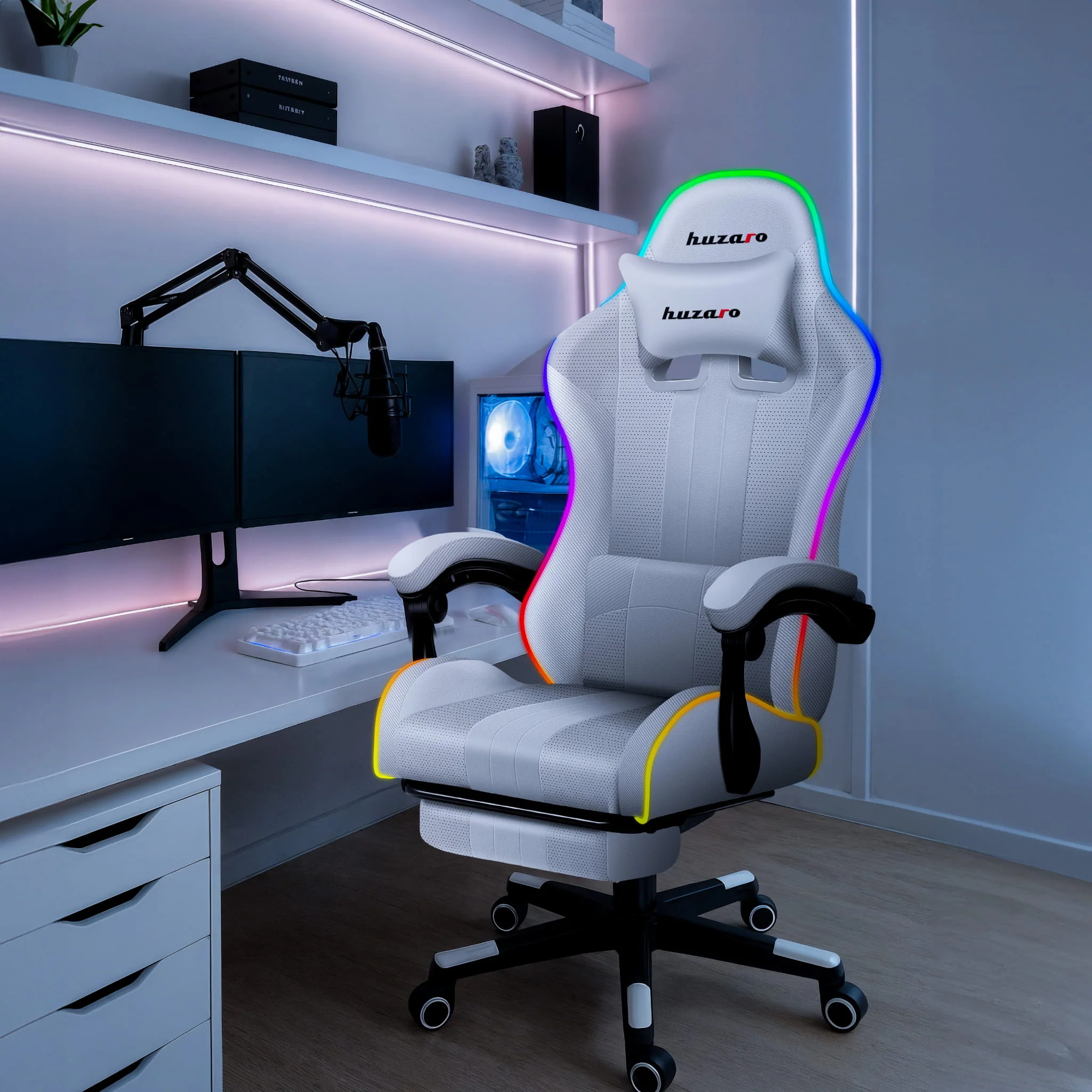 HUZARO Force 4.7 Weißer RGB-Gaming-Stuhl - Image 4