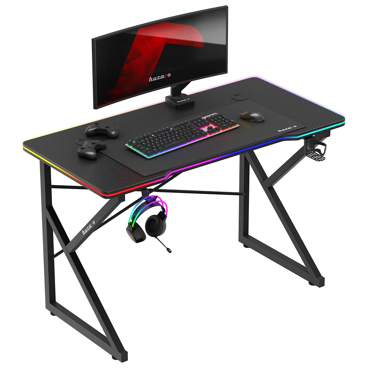 Huzaro Hero 1.7 RGB LED Gaming-Tisch Schwarz