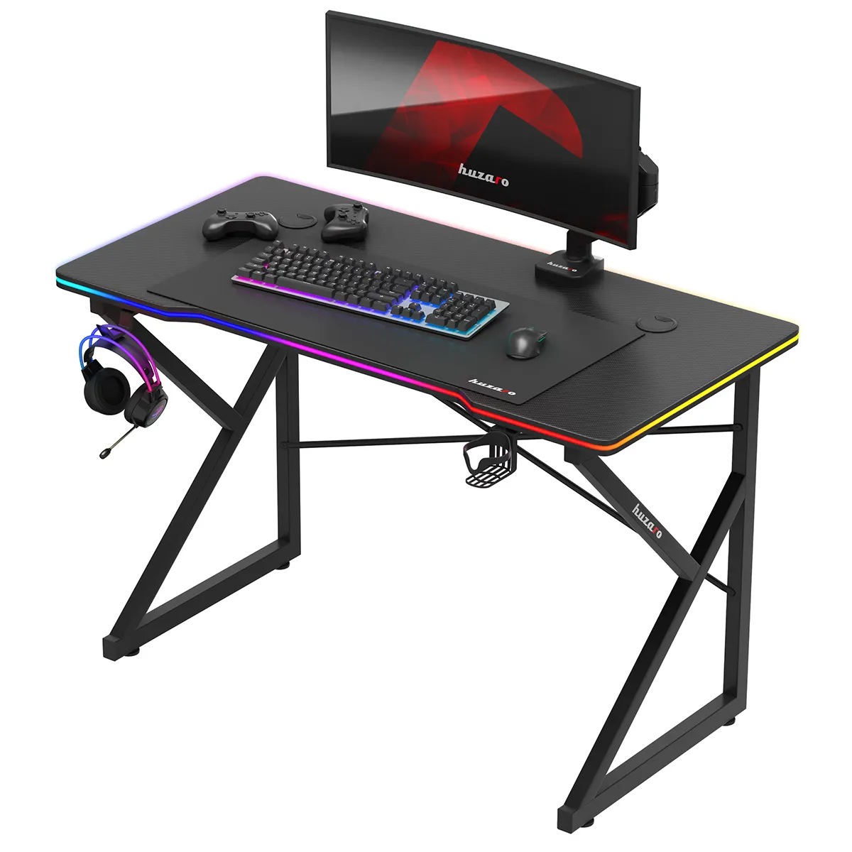 Huzaro Hero 1.7 RGB LED Gaming-Tisch Schwarz - Image 10