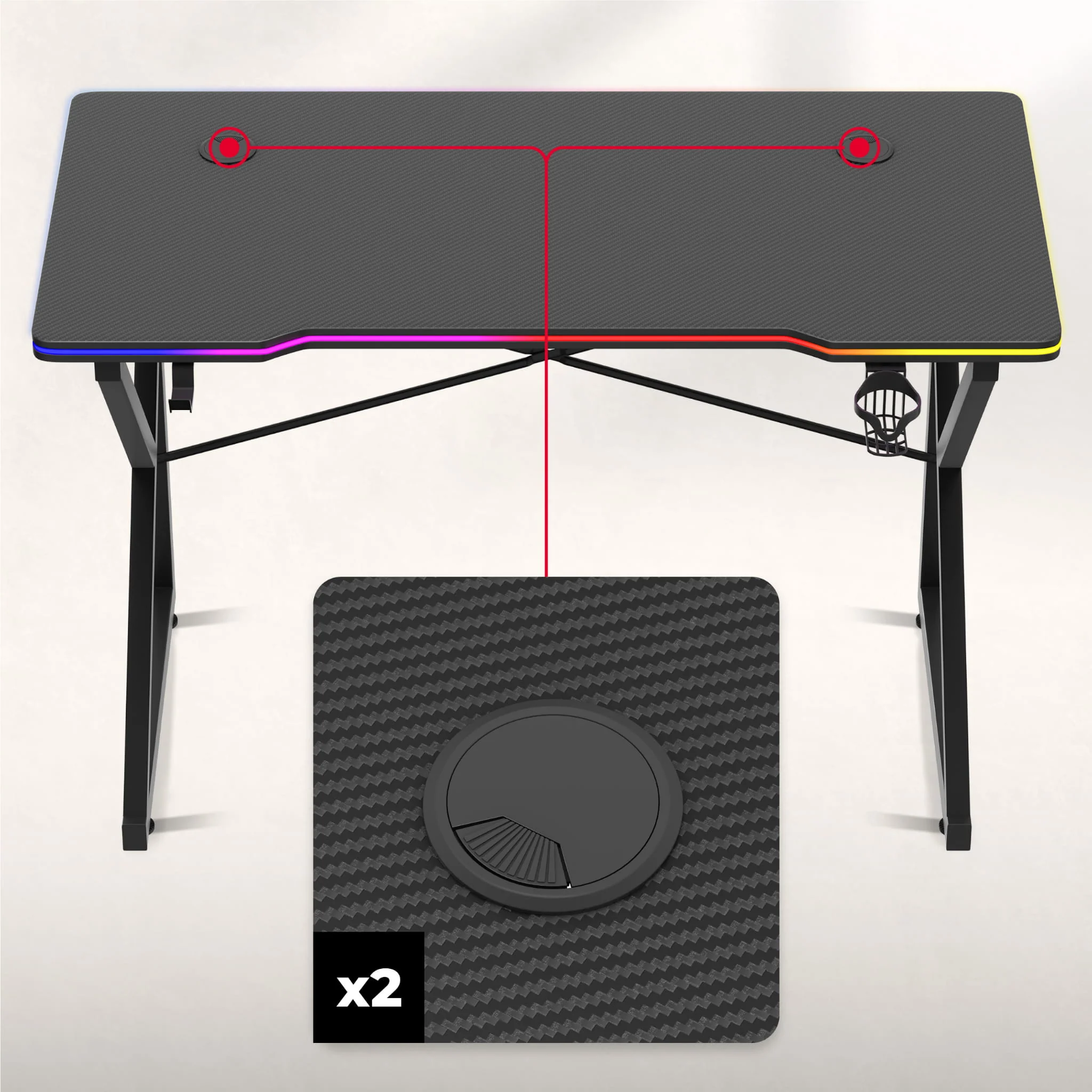 Huzaro Hero 1.7 RGB LED Gaming-Tisch Schwarz - Image 15