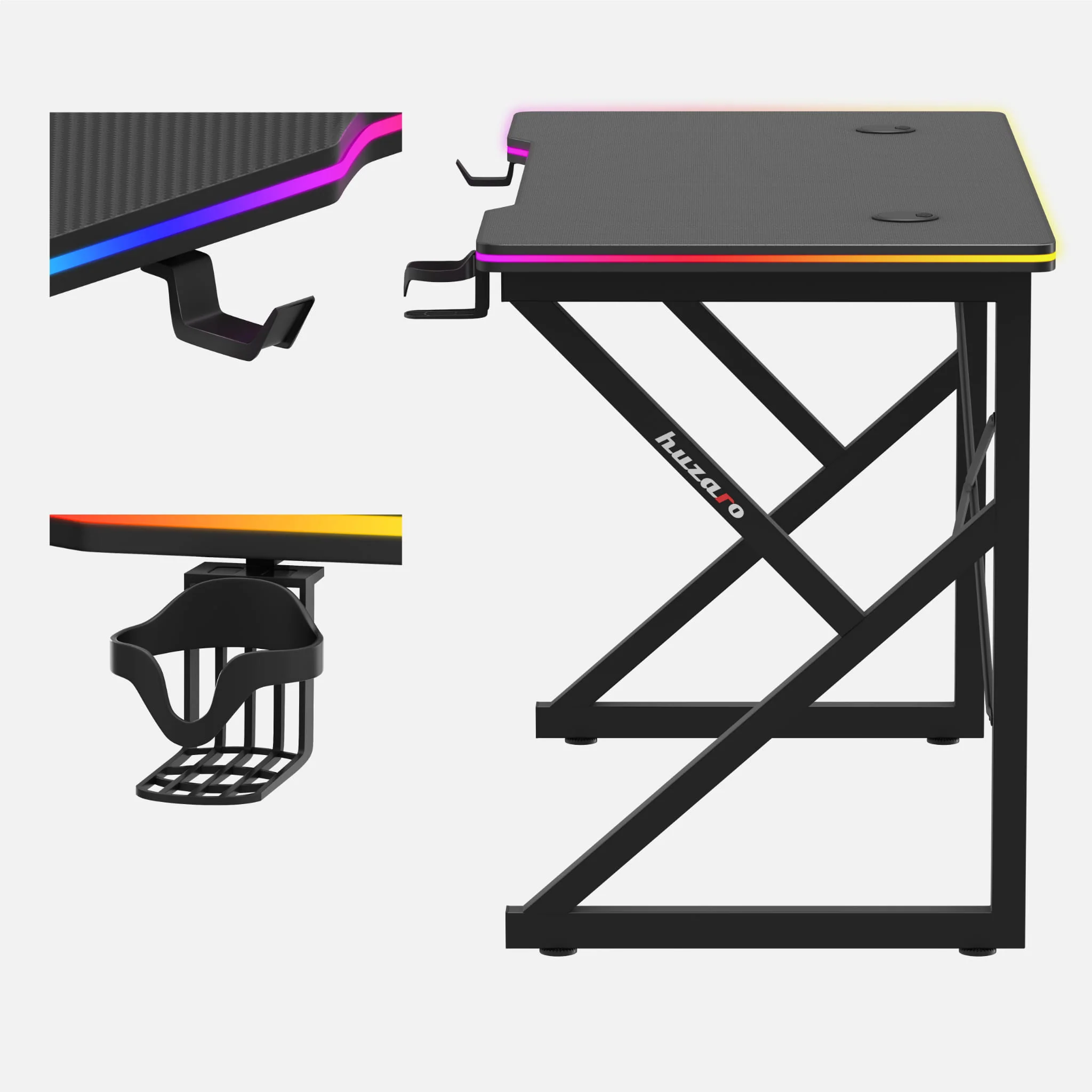 Huzaro Hero 1.7 RGB LED Gaming-Tisch Schwarz - Image 7