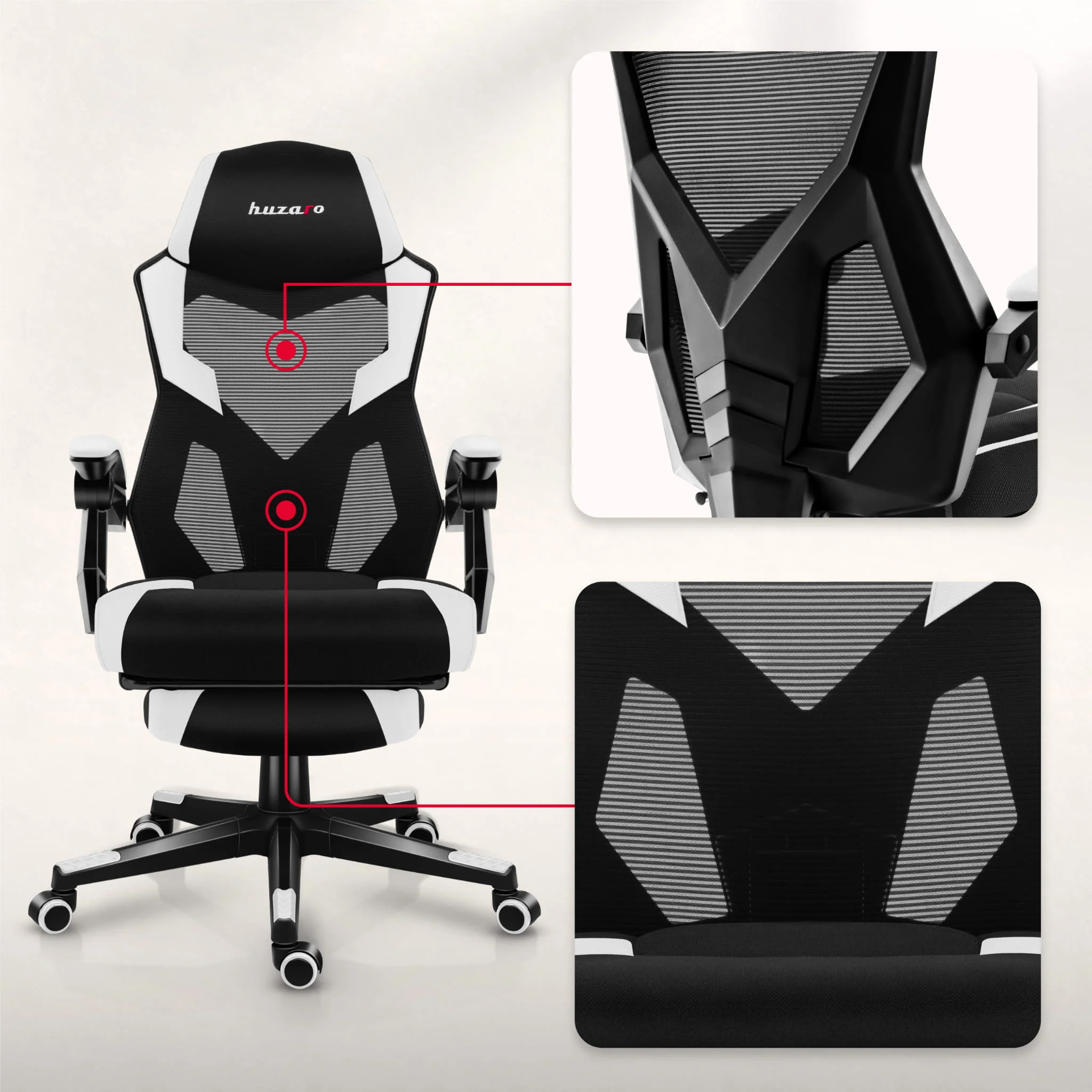 Huzaro Combat 3.1 Weiß Gaming Stuhl - Image 3