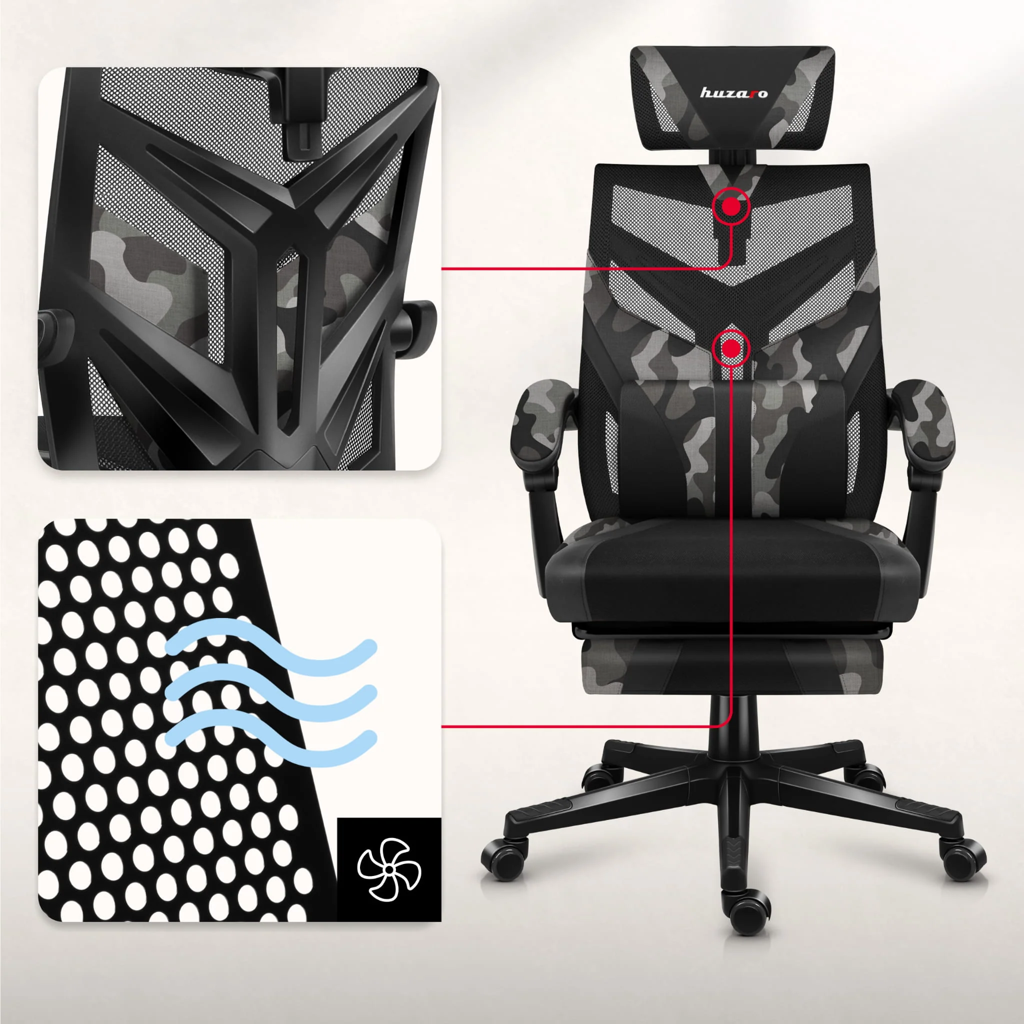 Huzaro Combat 5.0 Camo Gaming-Stuhl - Image 5