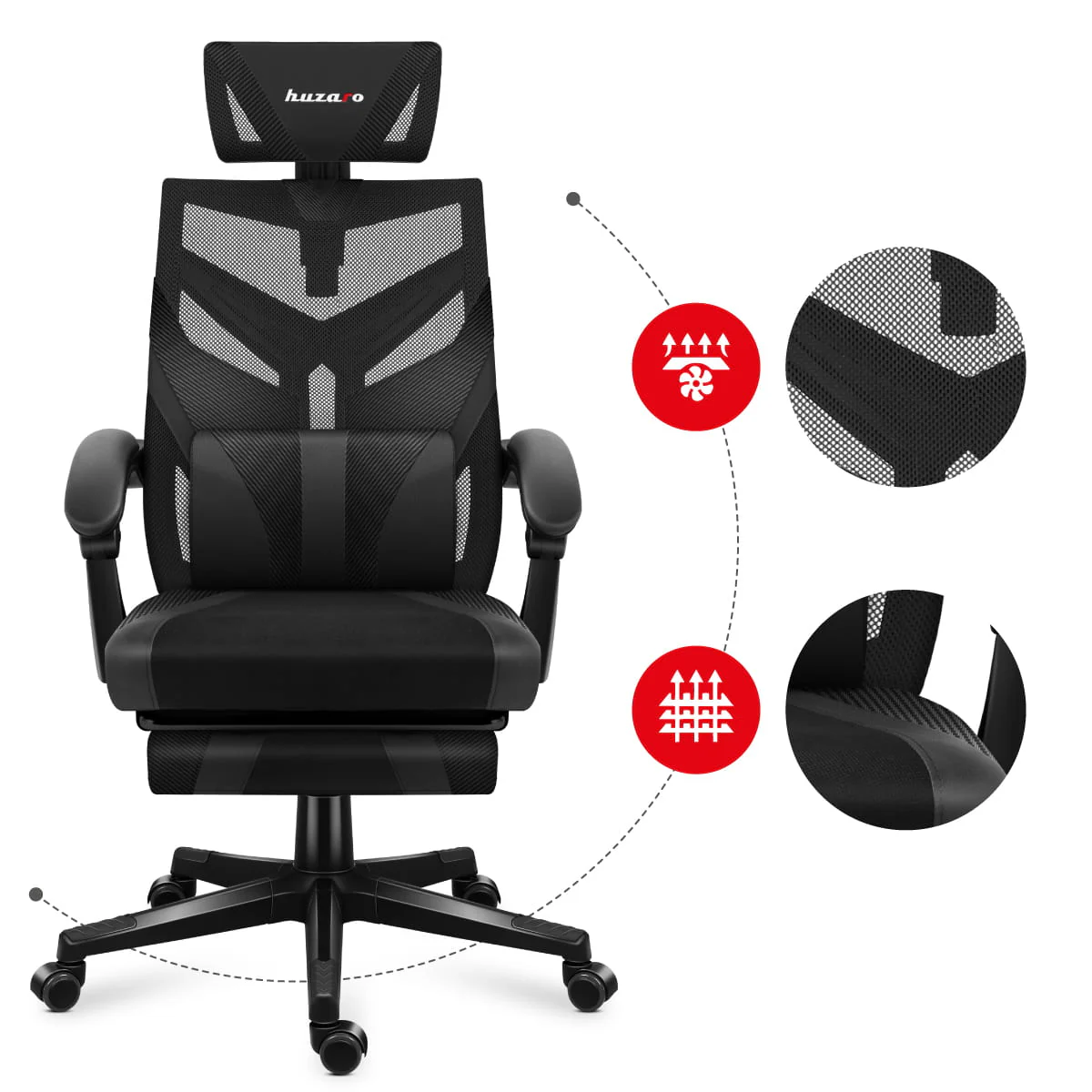 HUZARO COMBAT 5.0 Gaming-Stuhl Schwarz - Image 18
