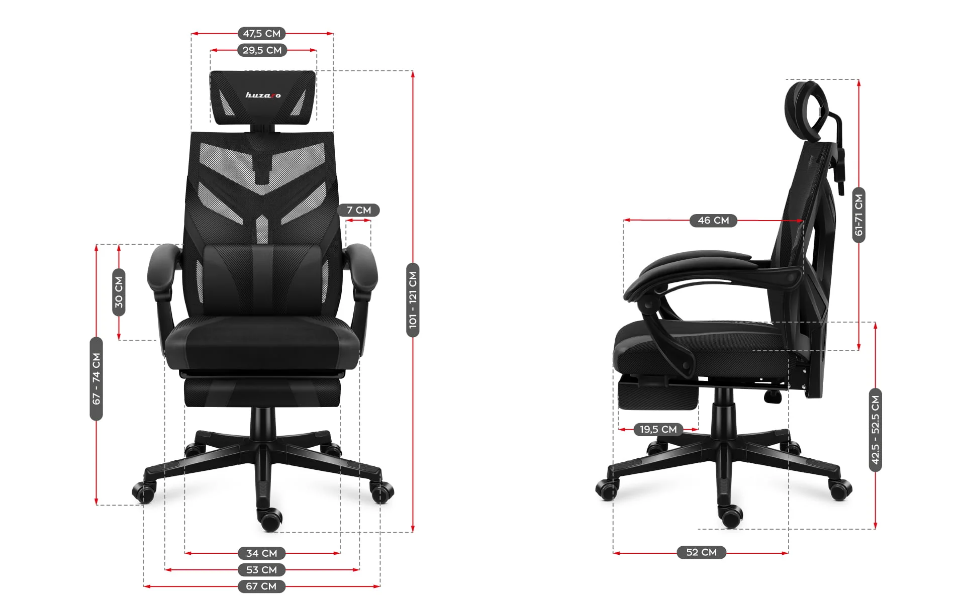 HUZARO COMBAT 5.0 Gaming-Stuhl Schwarz - Image 19