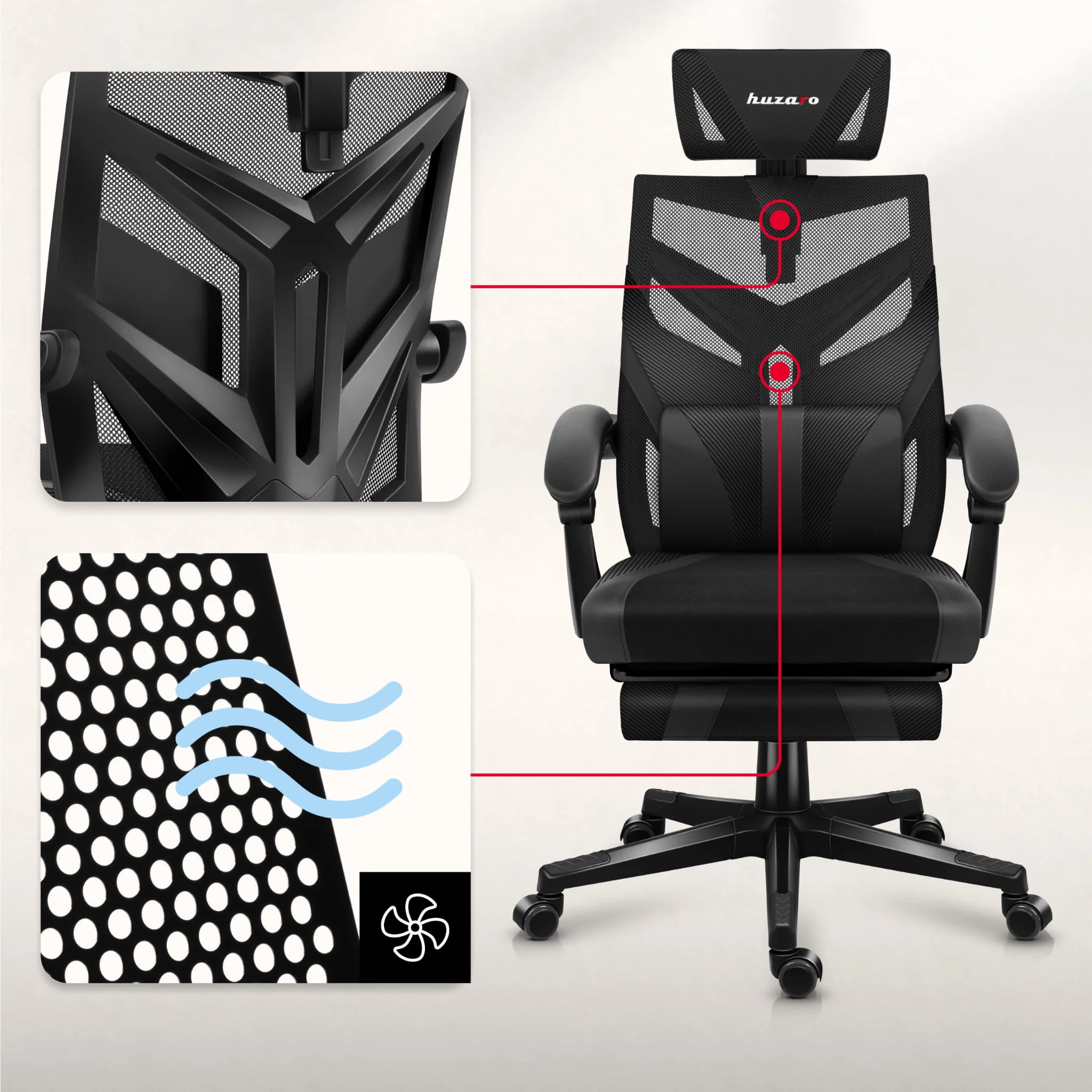 HUZARO COMBAT 5.0 Gaming-Stuhl Schwarz - Image 5