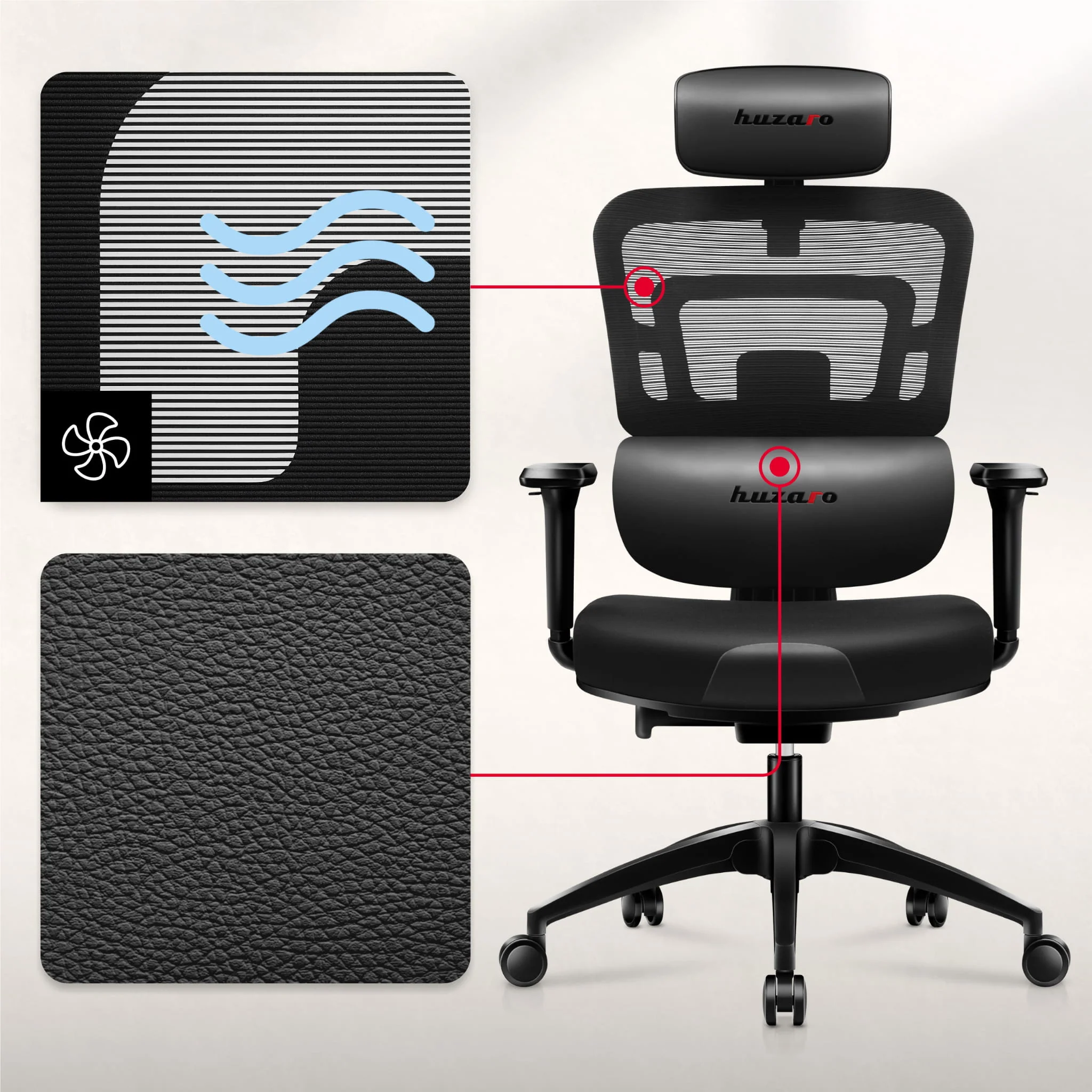 Huzaro Combat 7.0 Gaming-Stuhl Schwarz - Image 15