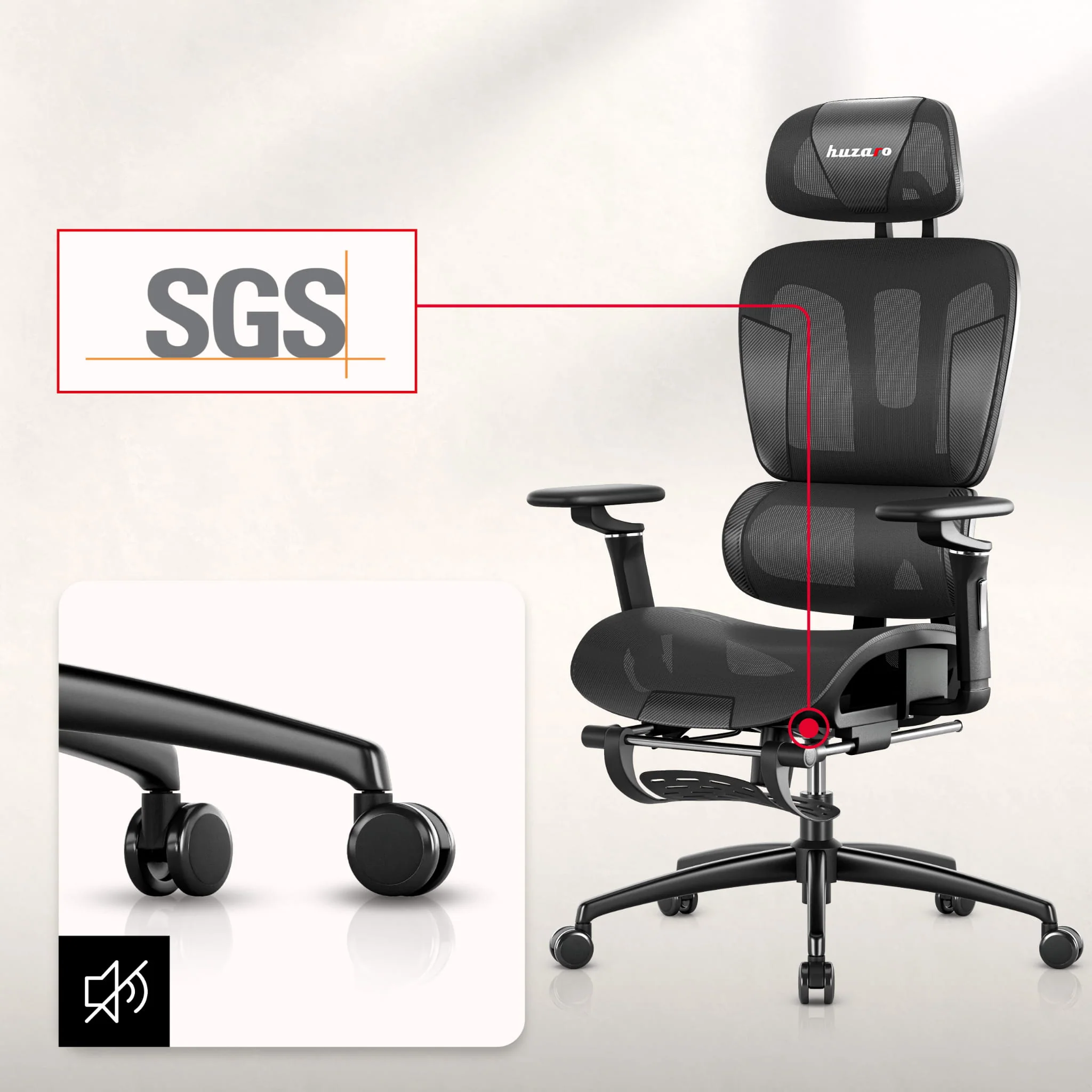 HUZARO COMBAT 7.9 Gaming-Stuhl Schwarz - Image 6