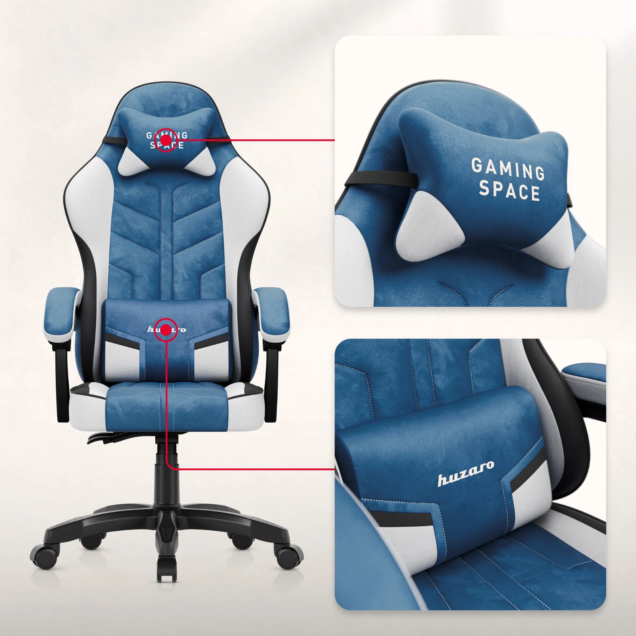 Huzaro Force 2.7 Gaming-Stuhl aus blauem Samt  - Image 4