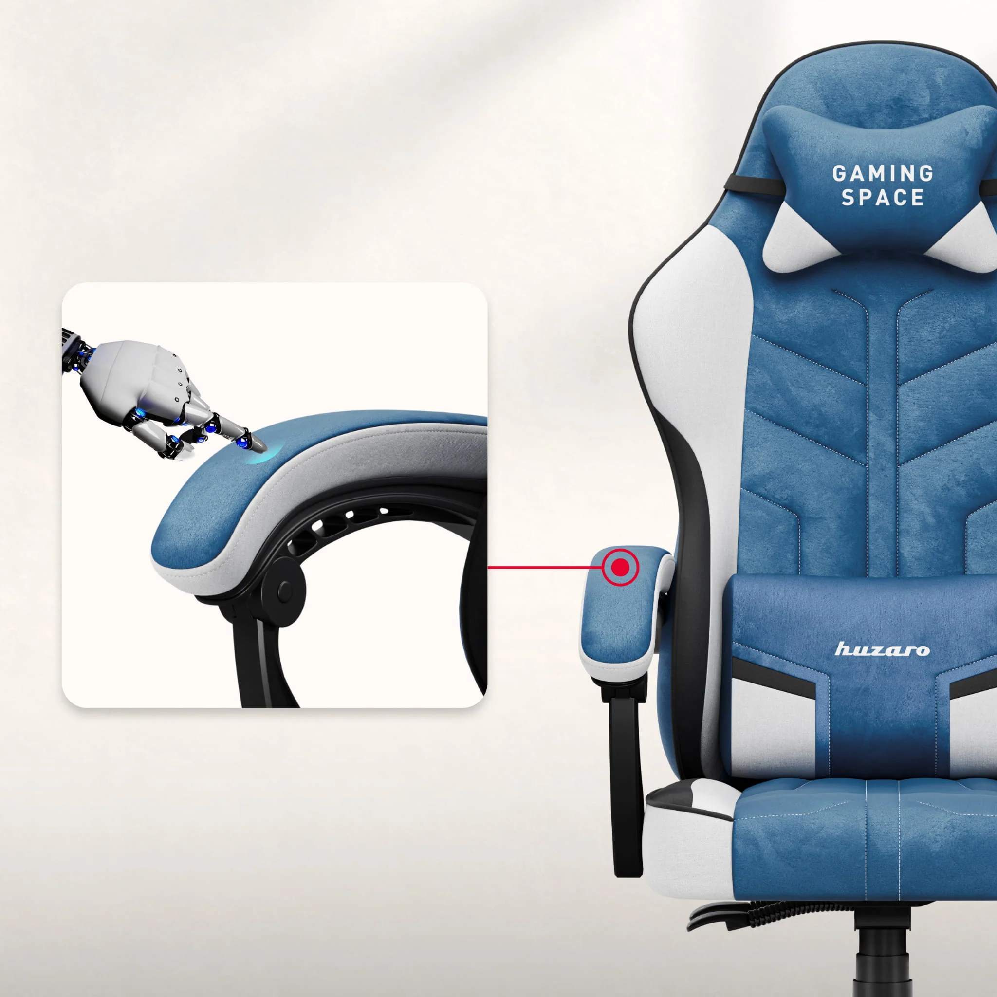 Huzaro Force 2.7 Gaming-Stuhl aus blauem Samt  - Image 6