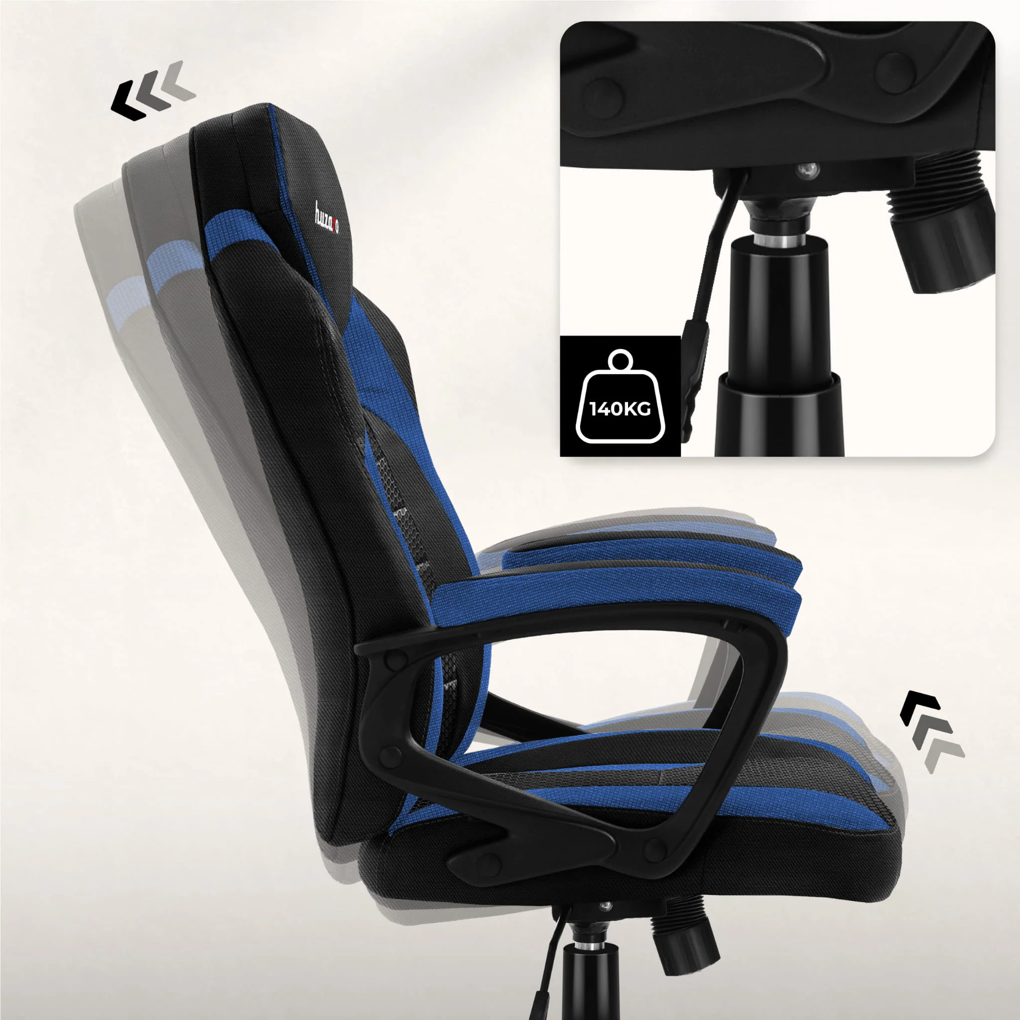 HUZARO FORCE 2.5 Blau Mesh Gaming-Stuhl - Image 3
