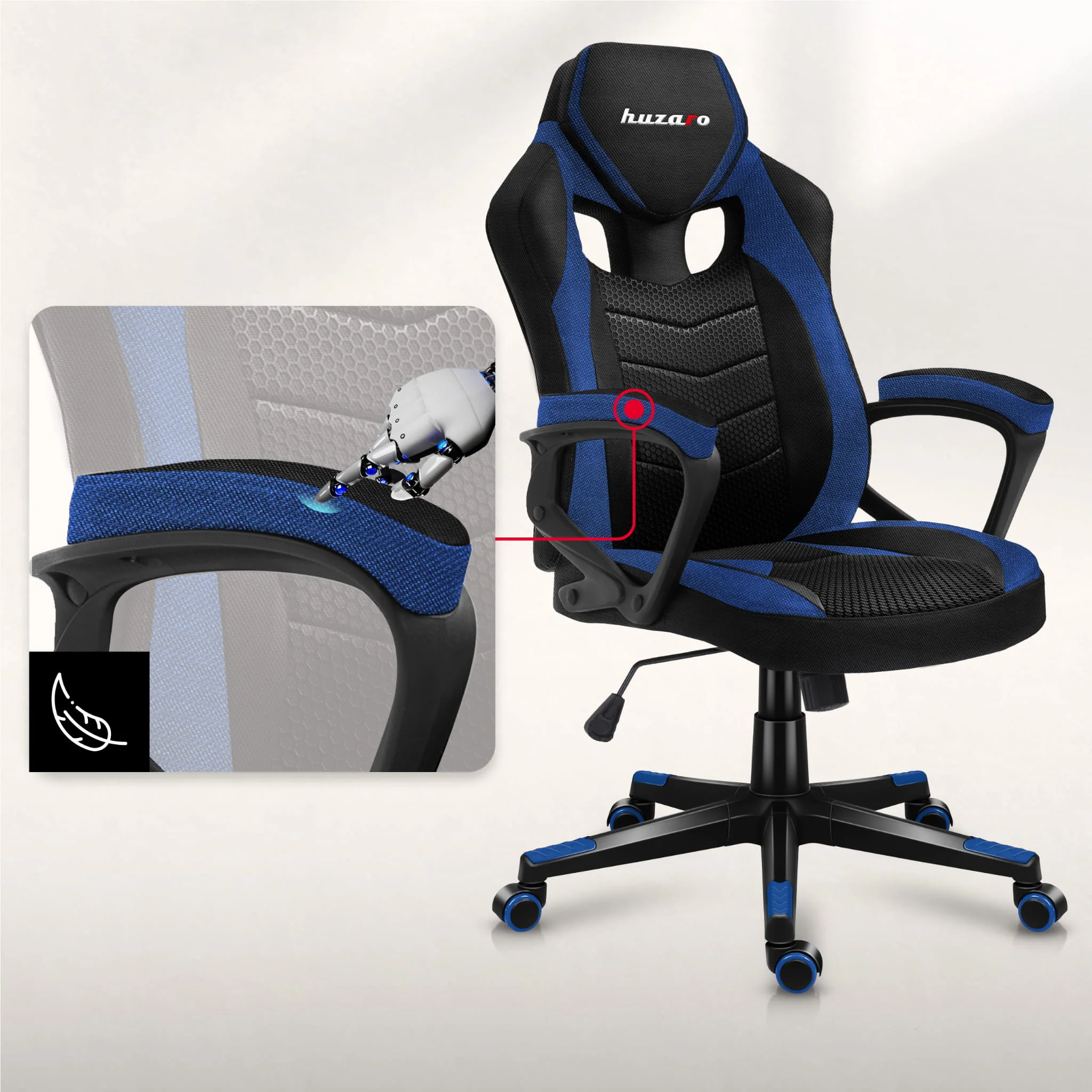 HUZARO FORCE 2.5 Blau Mesh Gaming-Stuhl - Image 5