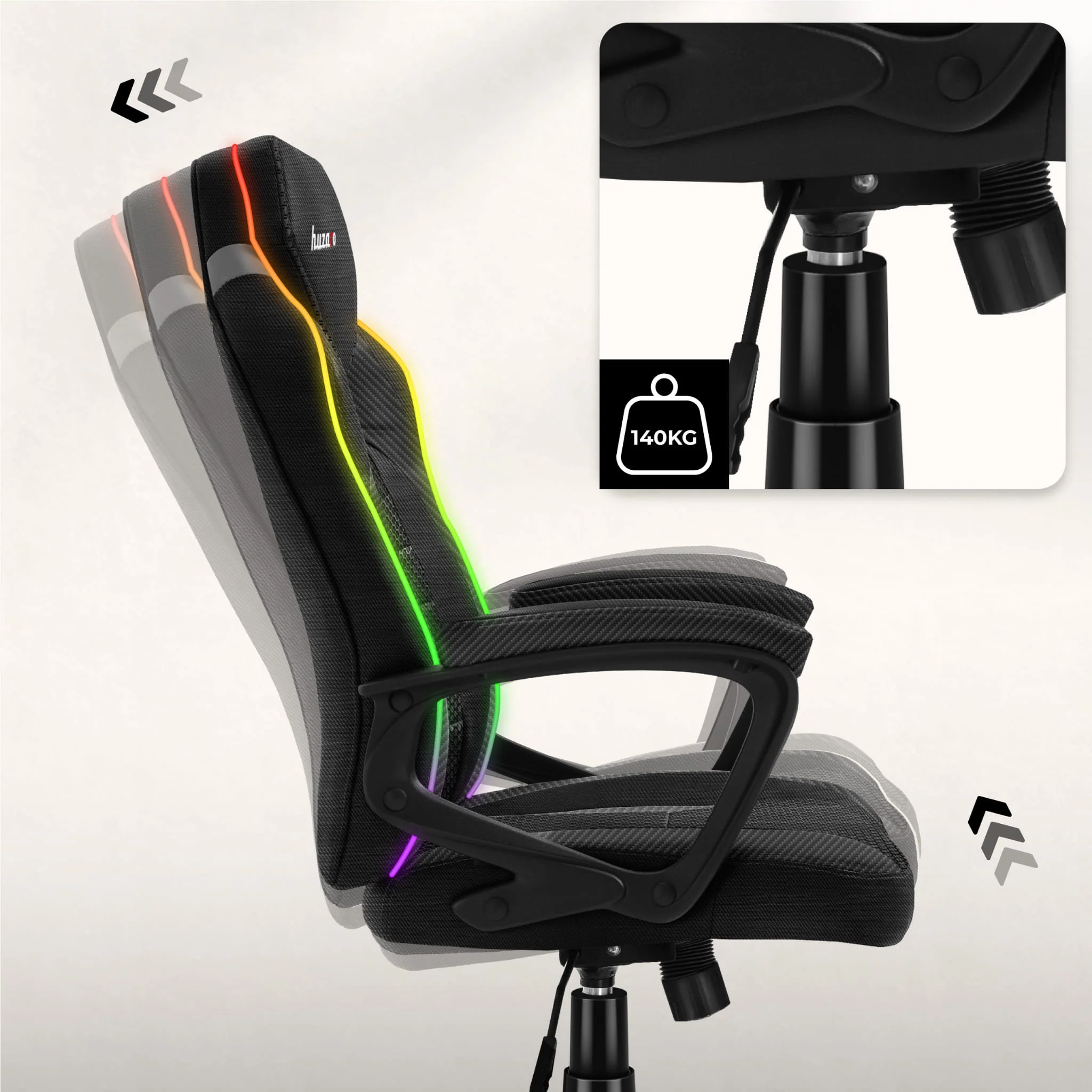 Huzaro Force 2.5 RGB LED Carbon Mesh Gaming-Stuhl - Image 3