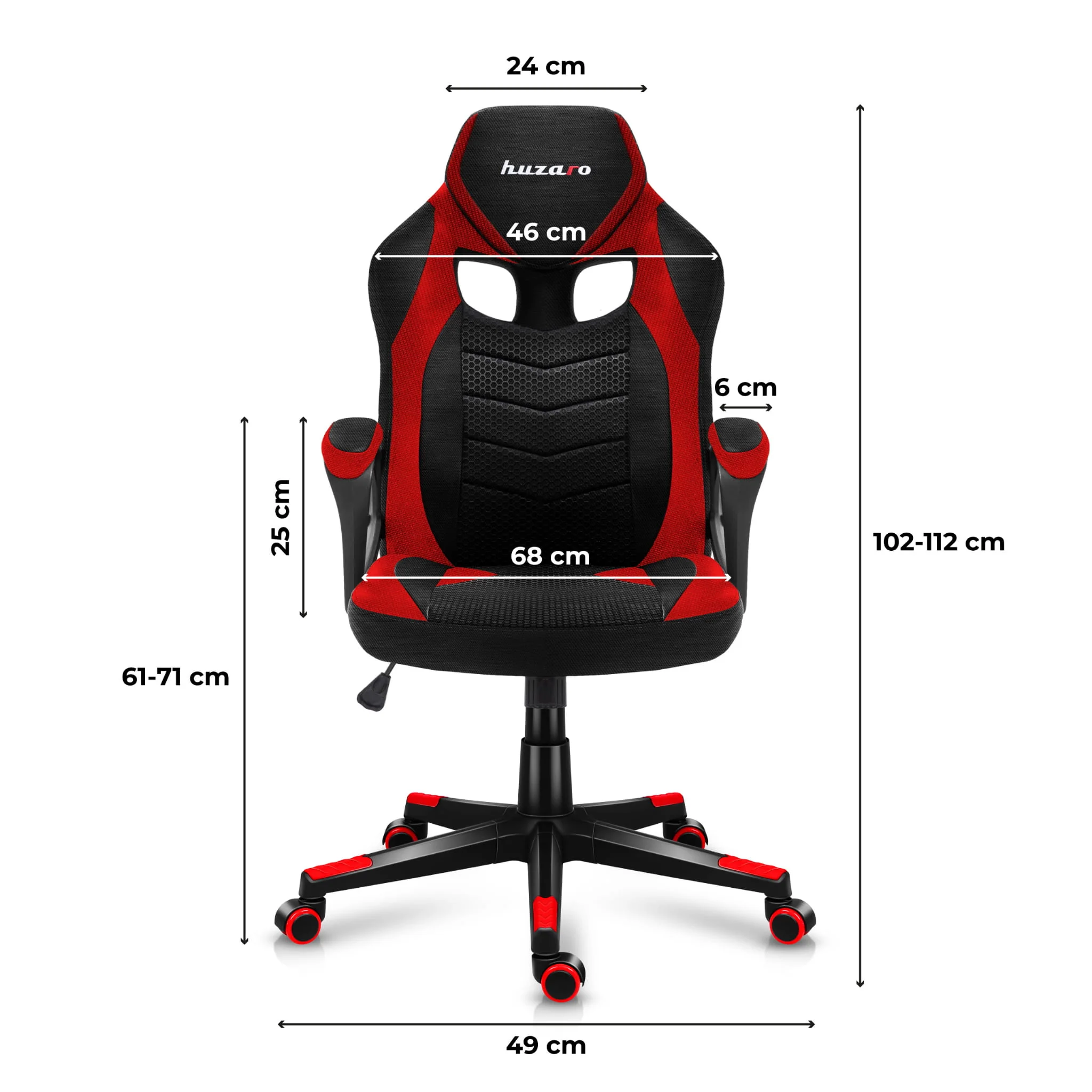 HUZARO FORCE 2.5 Rot Mesh Gaming-Stuhl - Image 16