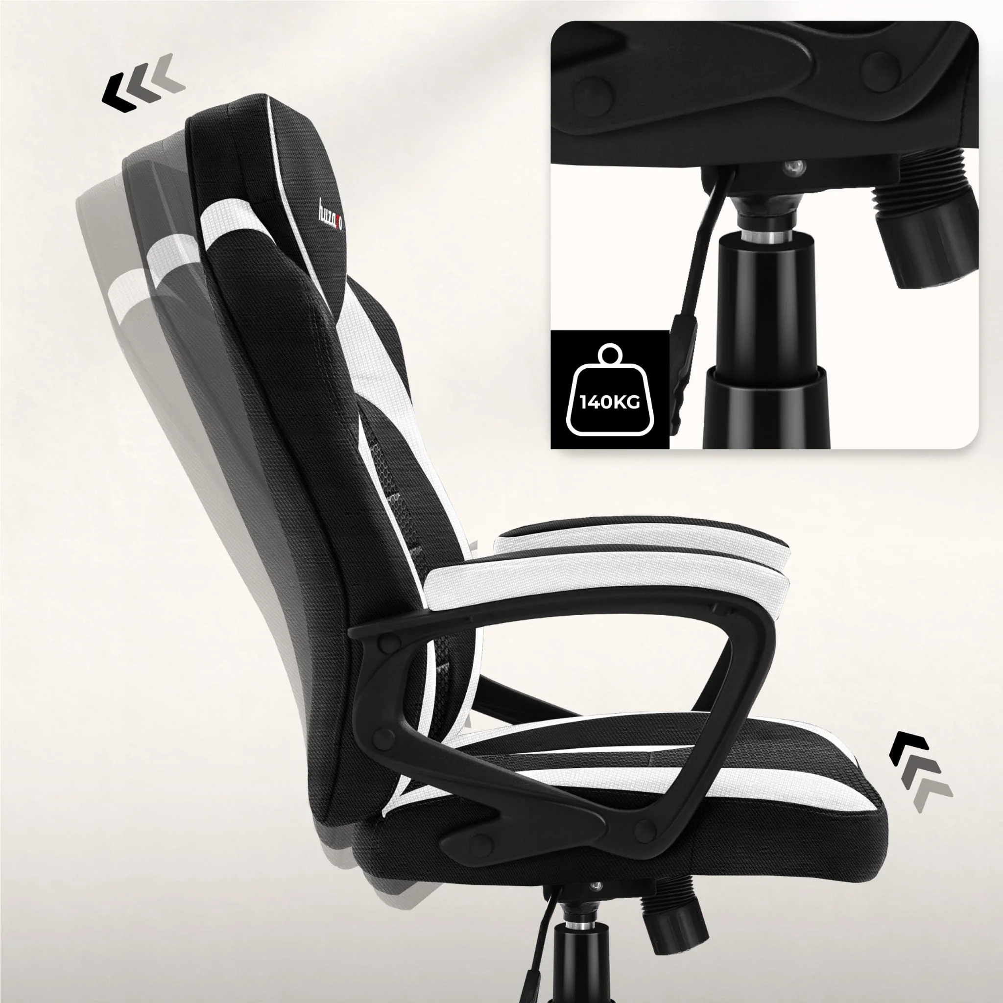 Huzaro Force 2.5 Weiß Mesh Gaming-Stuhl - Image 4