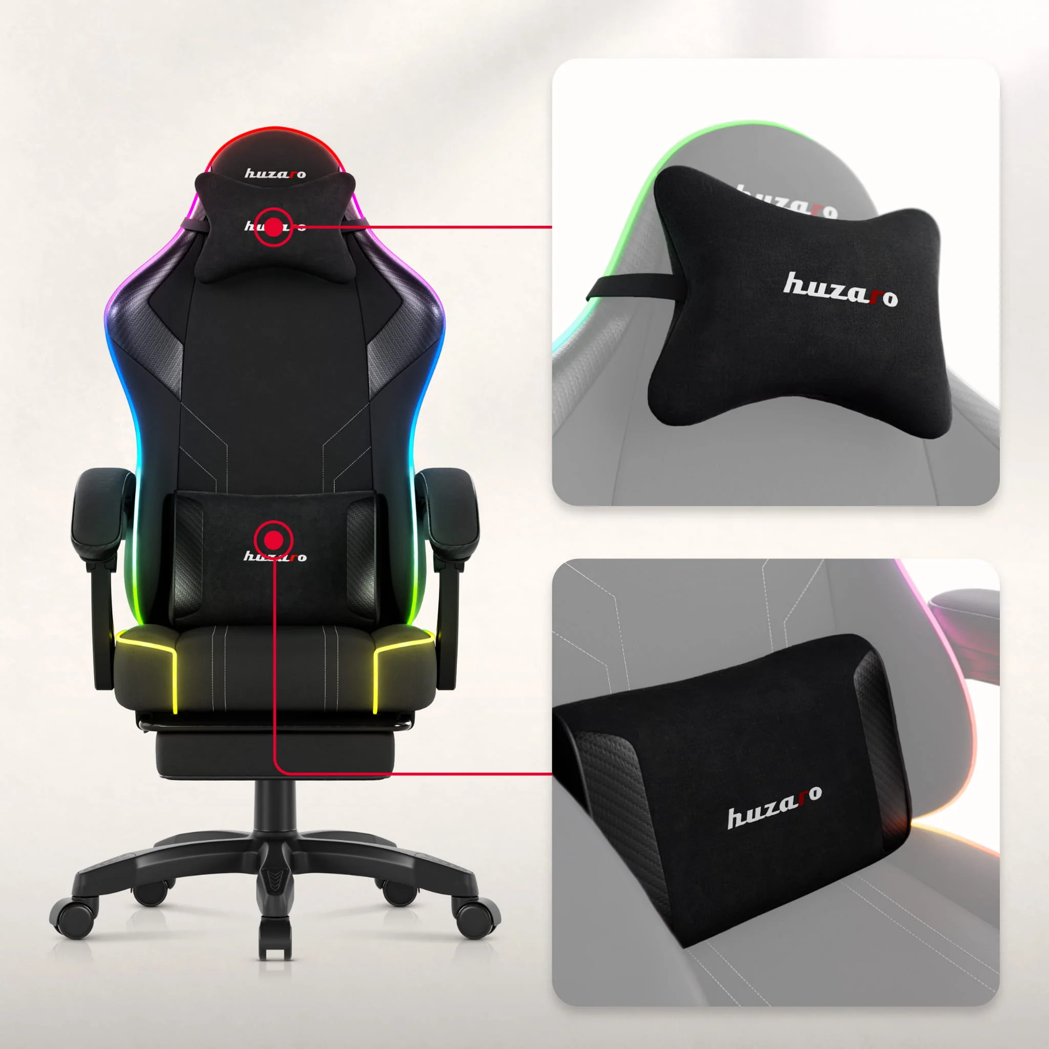 Huzaro Force 3.7 RGB LED Black Gaming-Stuhl - Image 14