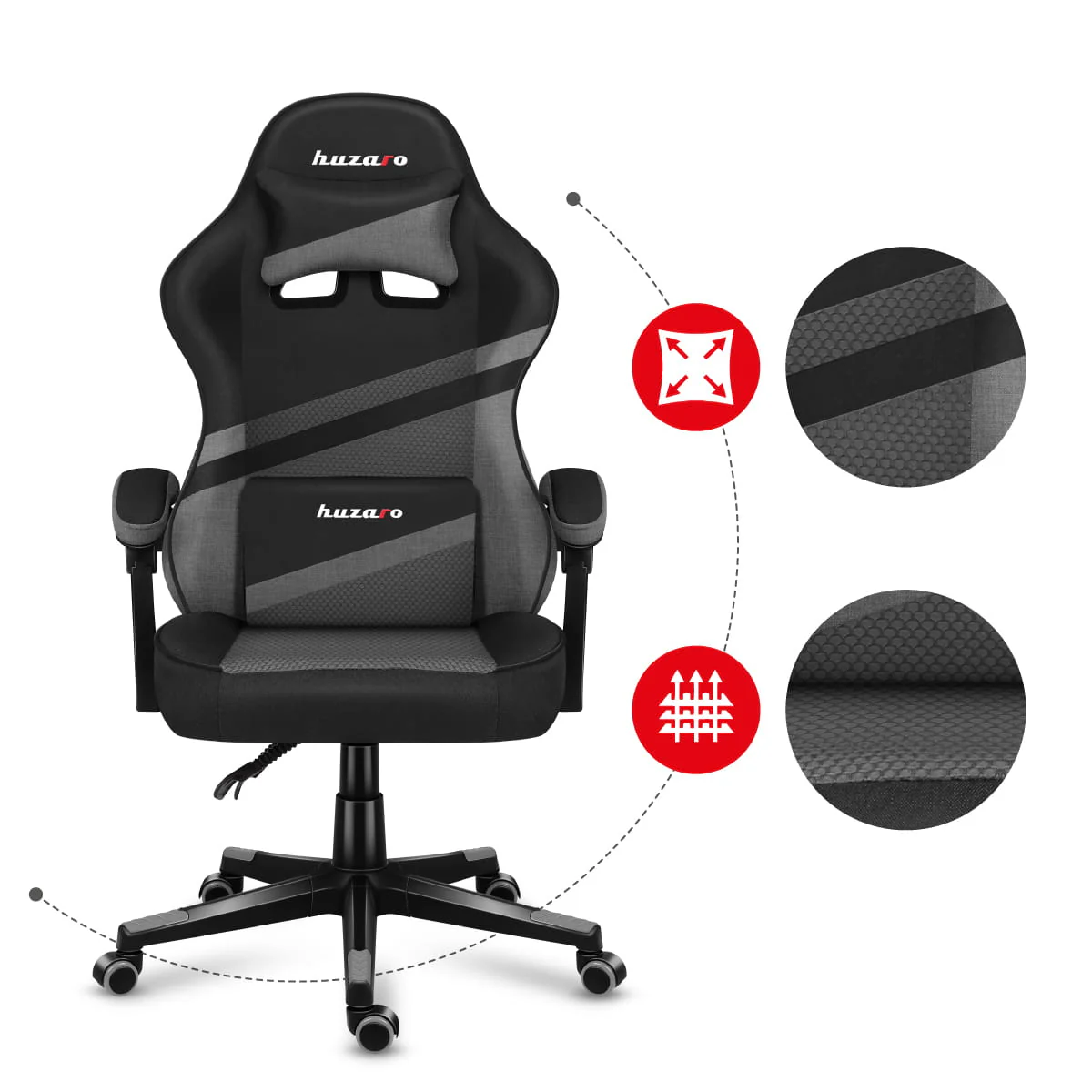 HUZARO FORCE 4.4 Grau Mesh Gaming-Stuhl - Image 14
