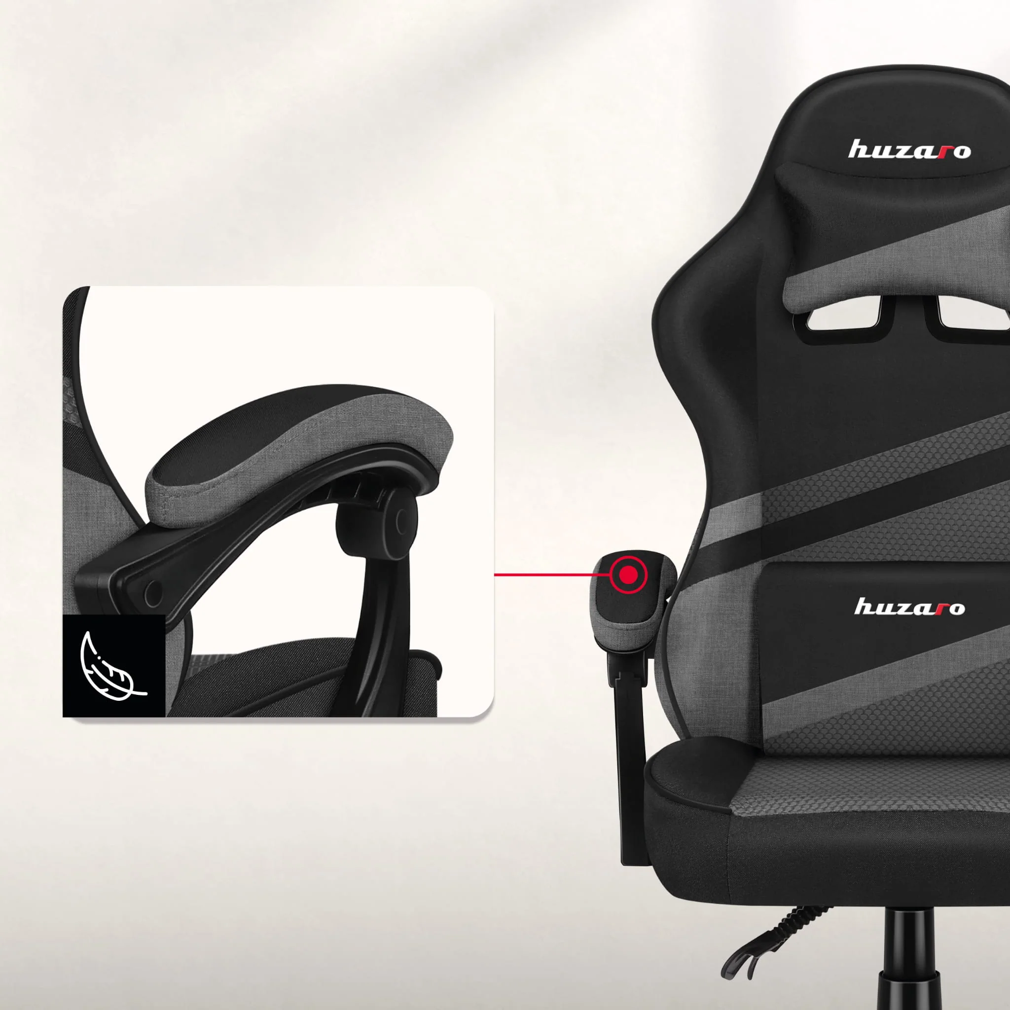 HUZARO FORCE 4.4 Grau Mesh Gaming-Stuhl - Image 20