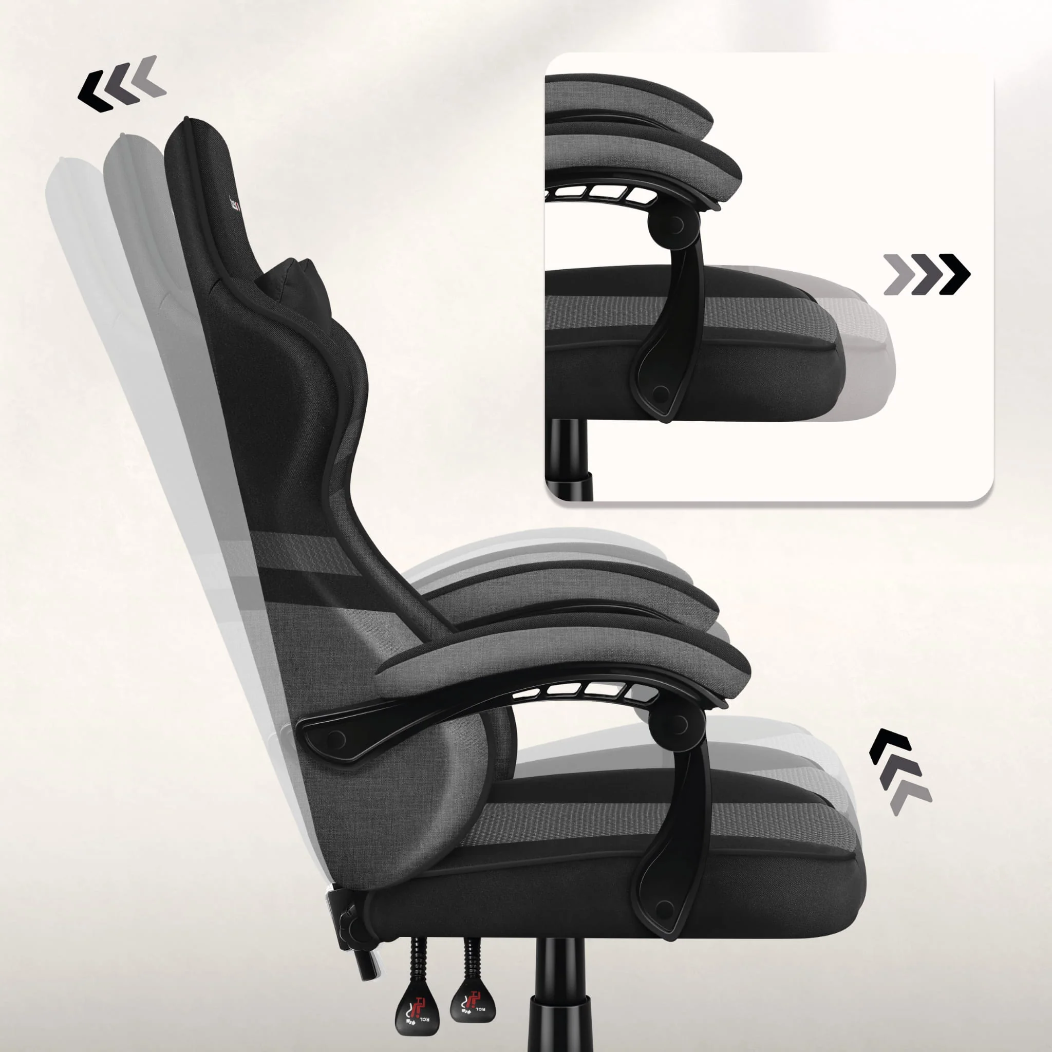 HUZARO FORCE 4.4 Grau Mesh Gaming-Stuhl - Image 3