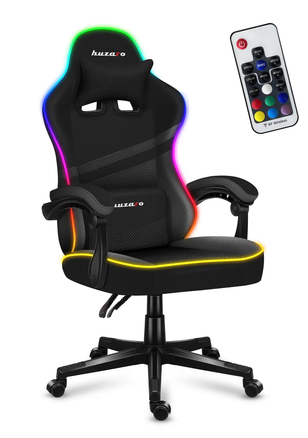 HUZARO FORCE 4.4 RGB LED Schwarz Mesh Gaming-Stuhl - Image 6