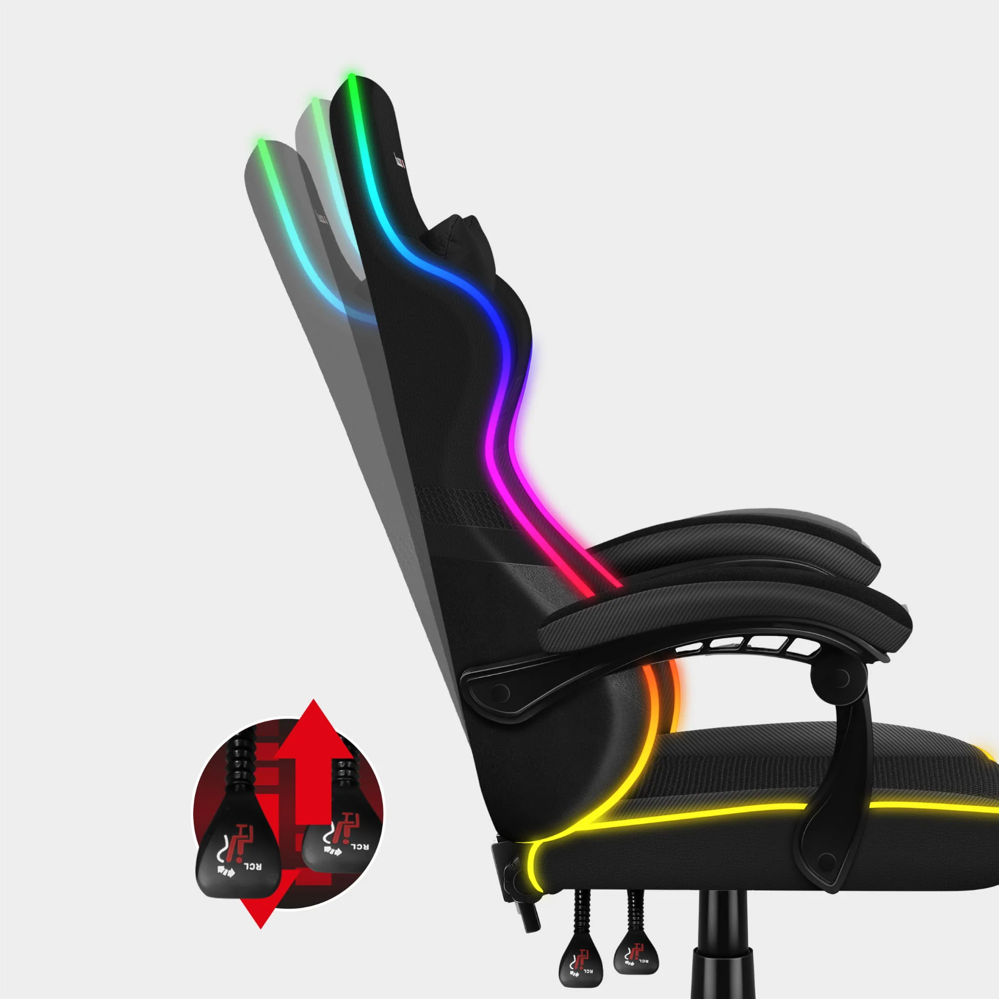 HUZARO FORCE 4.4 RGB LED Schwarz Mesh Gaming-Stuhl - Image 9
